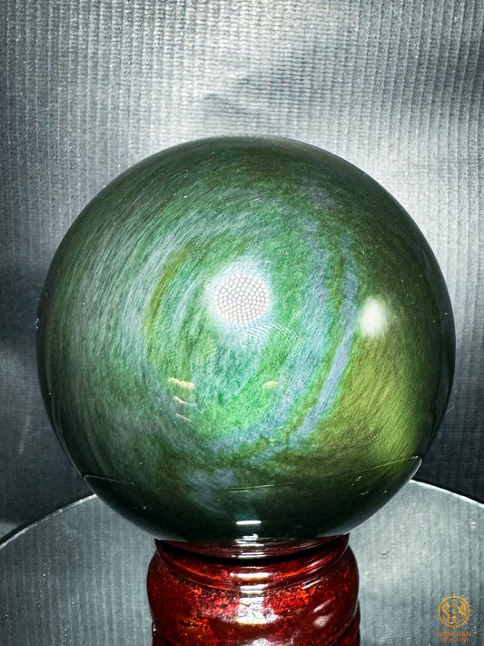 Grande sphère en obsidienne Mento Huichol du Mexique | obsidian dragons