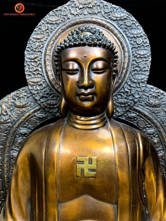 Grande statue du Bouddha Amitabha en Bronze - Rare - 53 cm | obsidian dragons