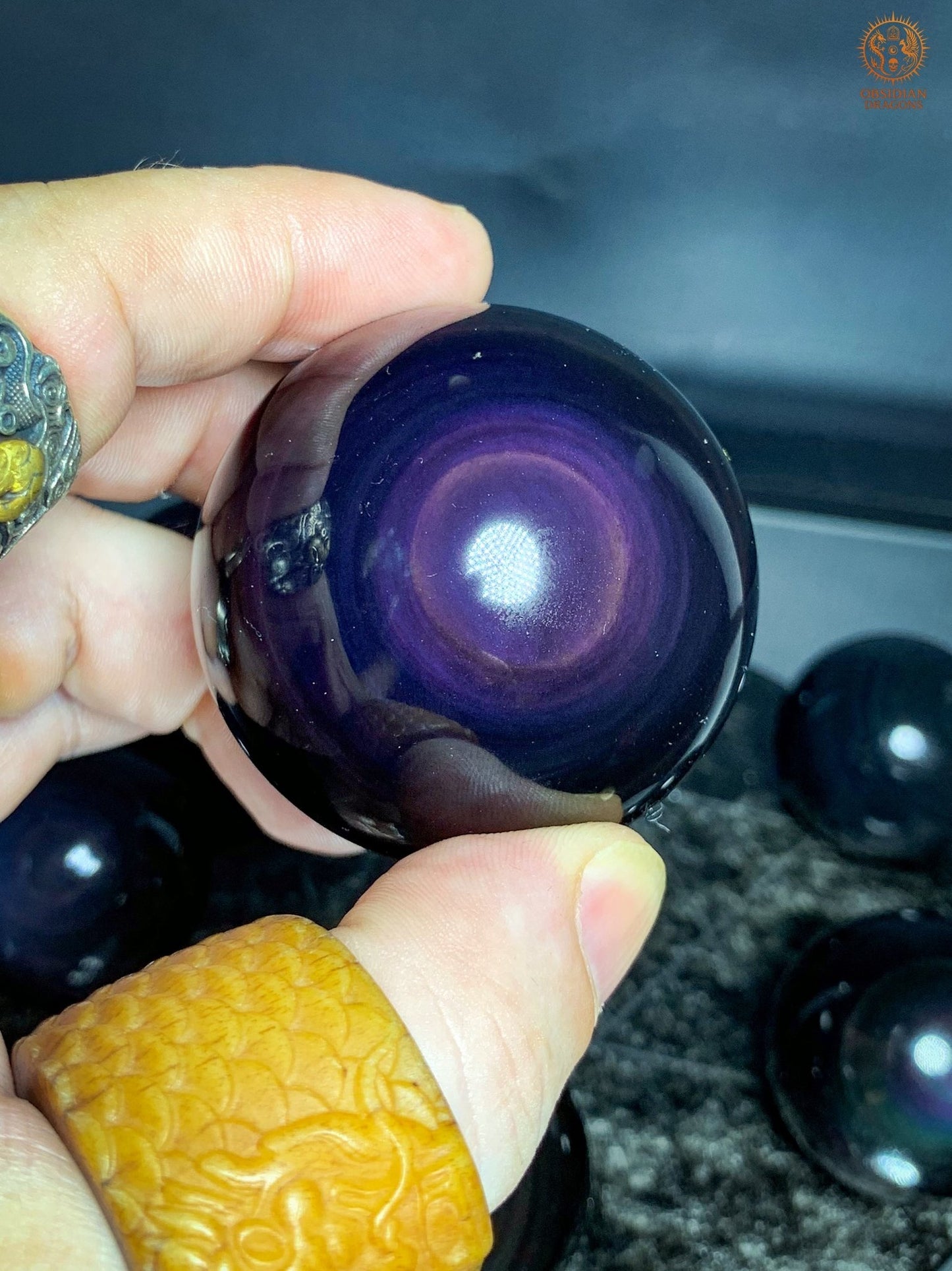 Hexagramme en Obsidienne Œil Céleste – vortex energetique | obsidian dragons