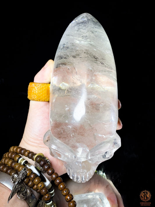 Imposant Crâne de Cristal Alien en Cristal de Roche - Rare | obsidian dragons