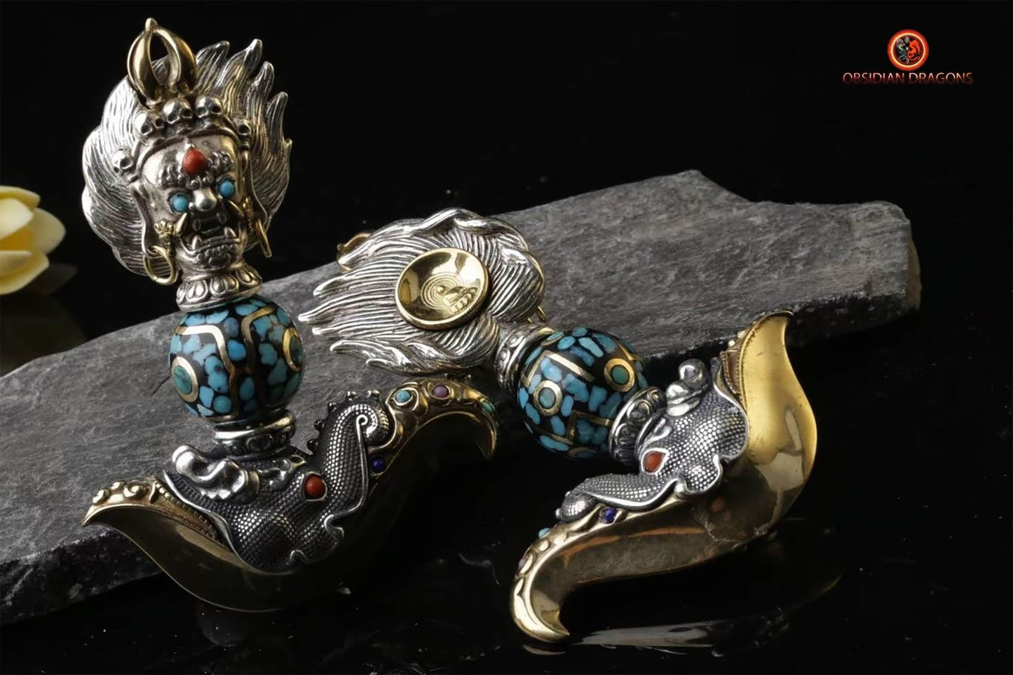 Kartika en argent 925 - rare pièce de collection bouddhiste | obsidian dragons