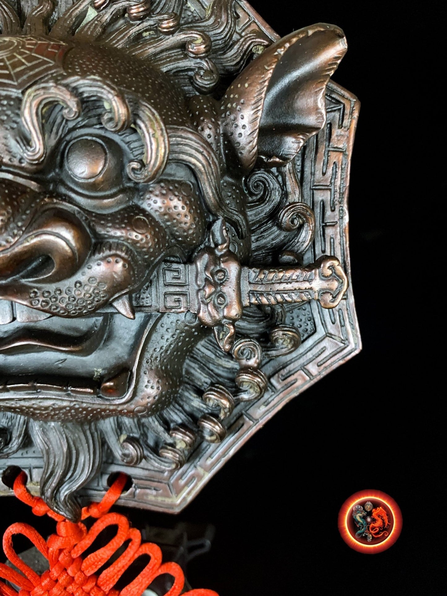 Lion d'Épée de Porte en Bronze - Protection Feng Shui | obsidian dragons