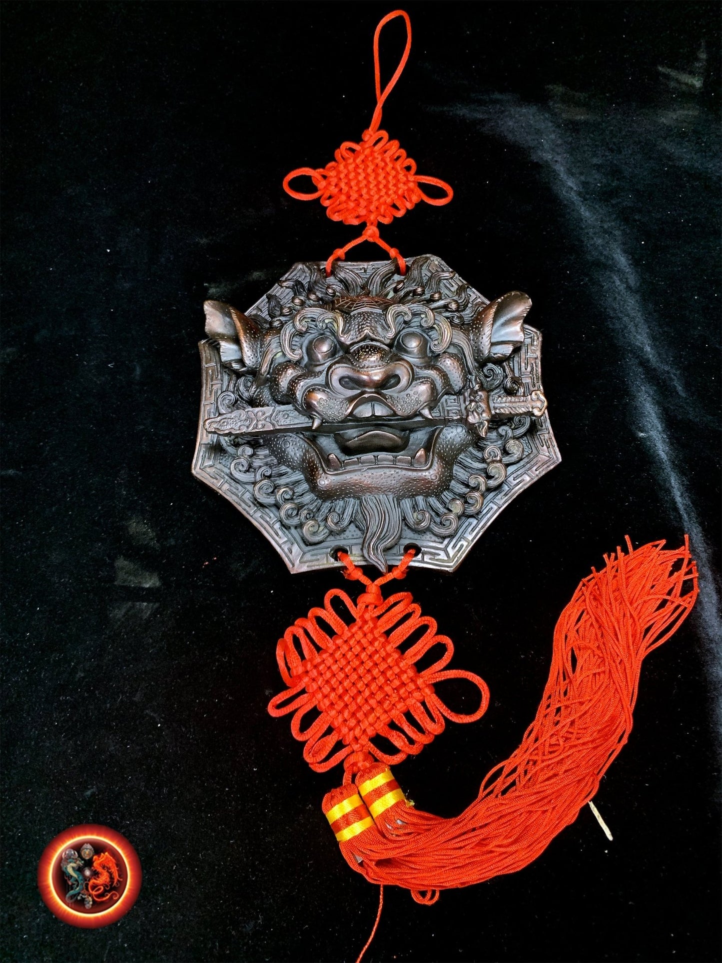 Lion d'Épée de Porte en Bronze - Protection Feng Shui | obsidian dragons
