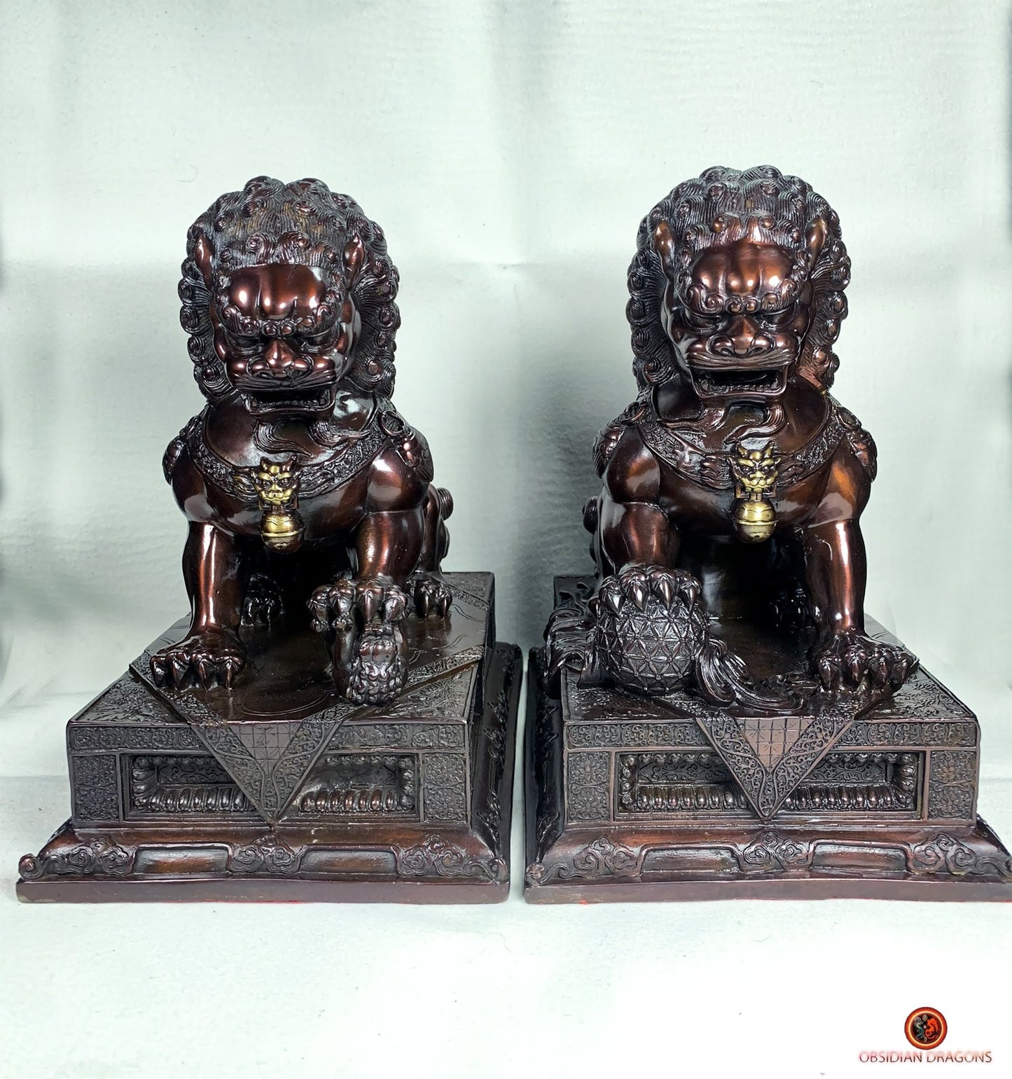 Lions Gardiens Chinois en Bronze - Rares et Exceptionnels | obsidian dragons