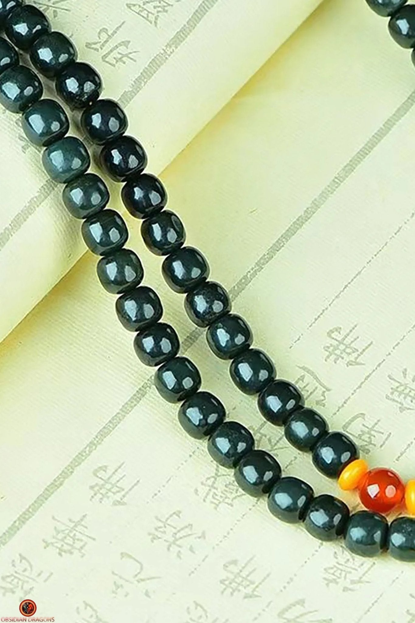 Mala Bouddhiste en Jade Hetian – Mala Zen - 108 Perles | obsidian dragons