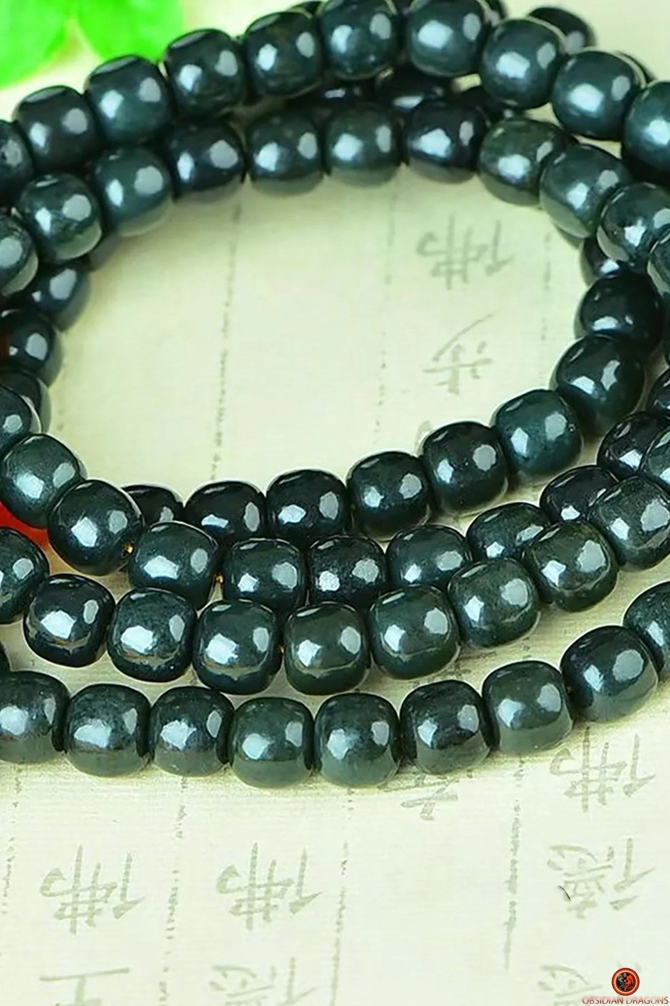 Mala Bouddhiste en Jade Hetian – Mala Zen - 108 Perles | obsidian dragons