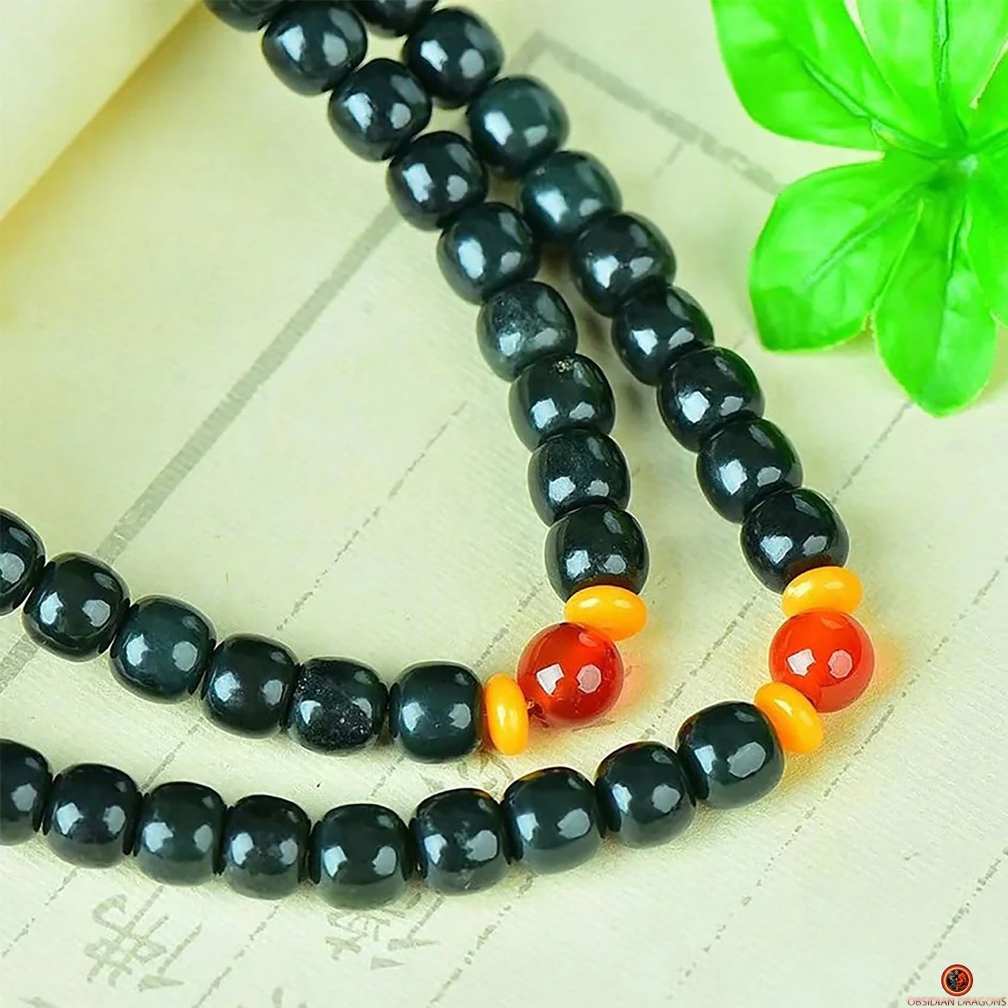 Mala Bouddhiste en Jade Hetian – Mala Zen - 108 Perles | obsidian dragons