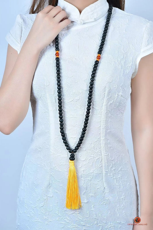 Mala Bouddhiste en Jade Hetian – Mala Zen - 108 Perles | obsidian dragons