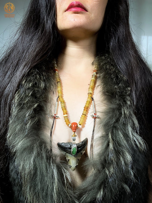 Mala Tantrique – Dent de Mégalodon – Union des Éléments | obsidian dragons