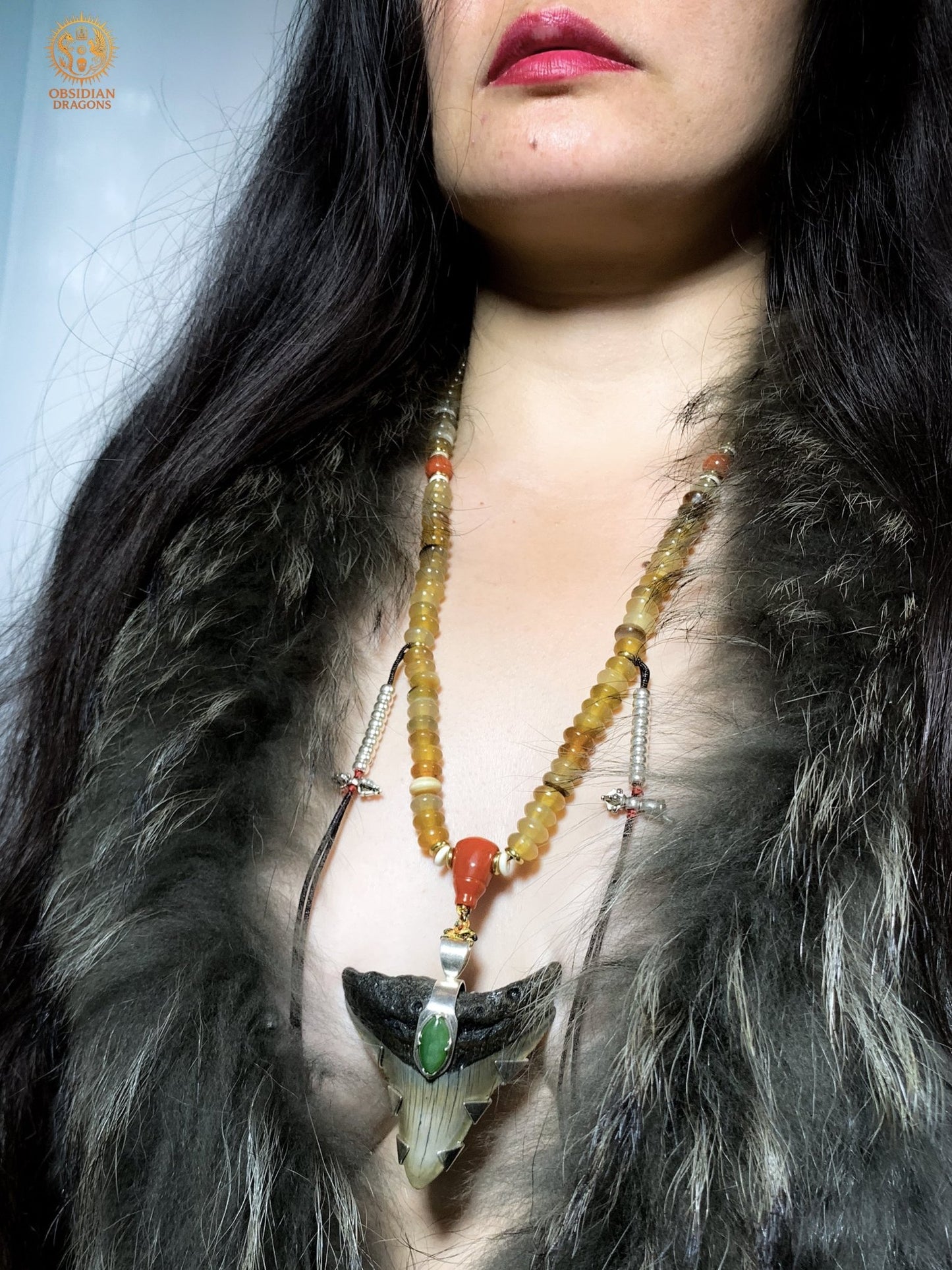 Mala Tantrique – Dent de Mégalodon – Union des Éléments | obsidian dragons