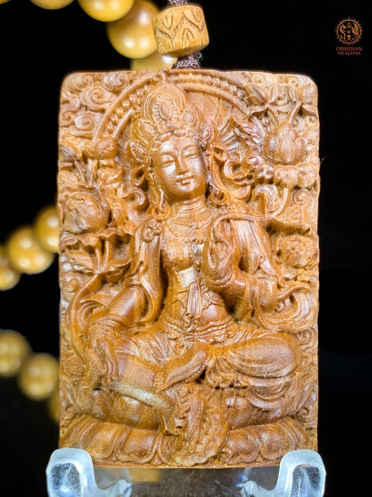 Mala Tara Verte en Santal – Bois Rare de Mysore & Jade | obsidian dragons