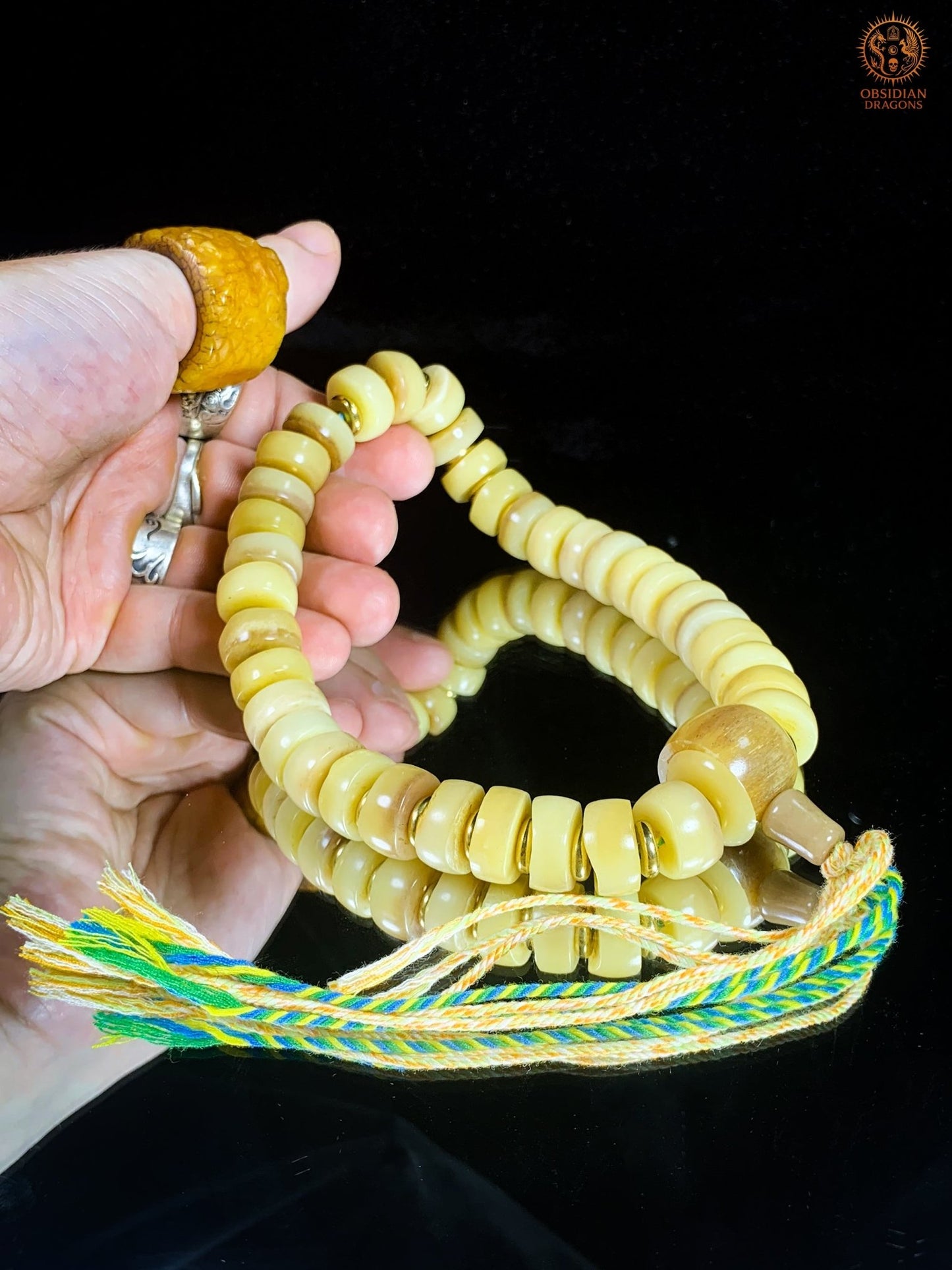 Mala de Ceinture en Os de Buffle - 36 Perles | obsidian dragons