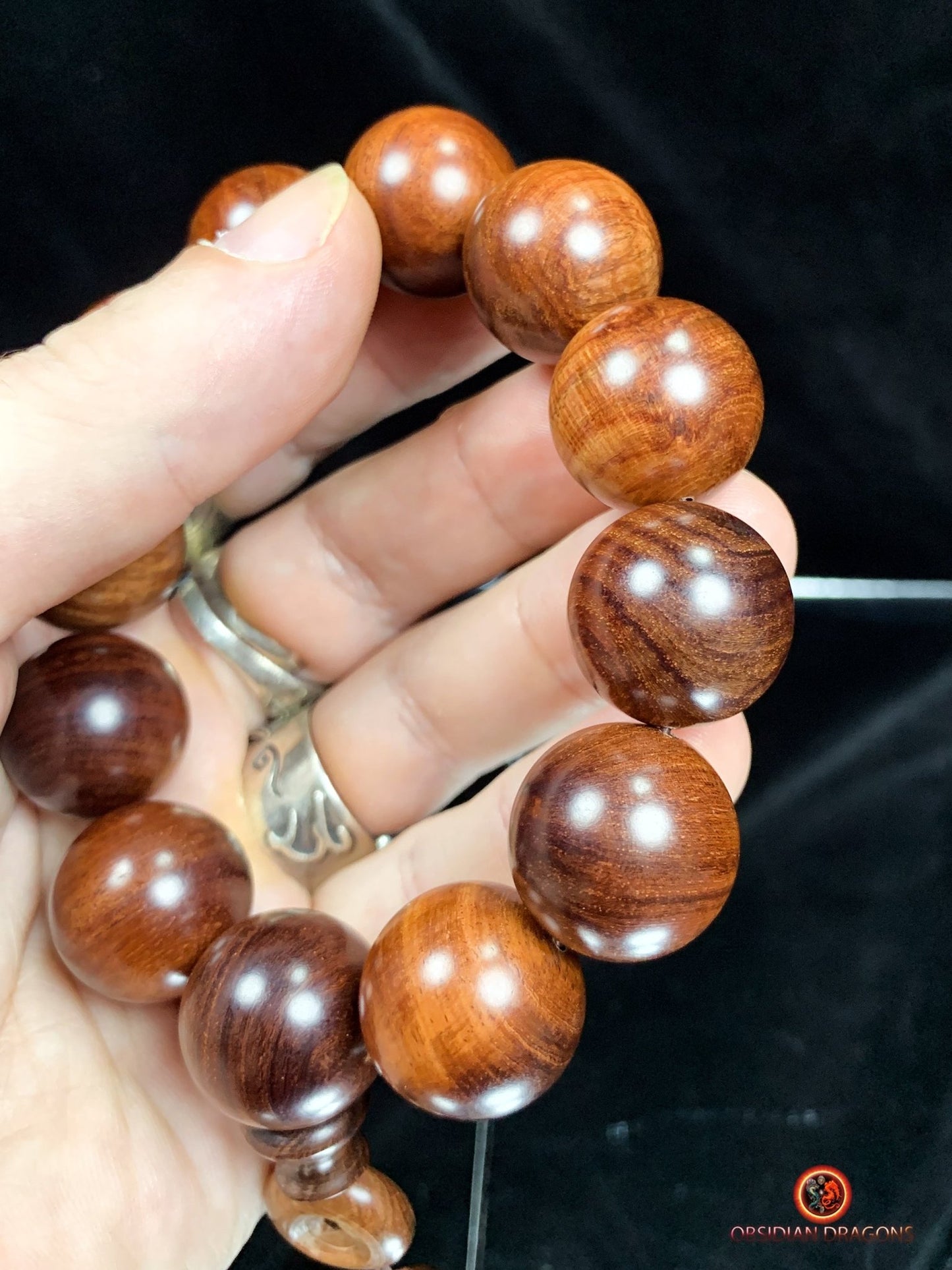 Mala de poignet en bois- Bracelet en bois de palissandre | obsidian dragons