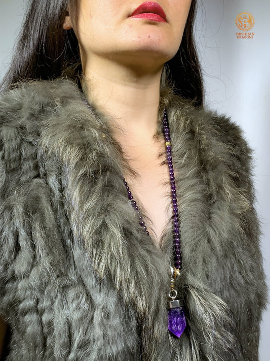 Mala en Améthyste – Pointe d’Améthyste – Protection Sak Yant - obsidian dragons