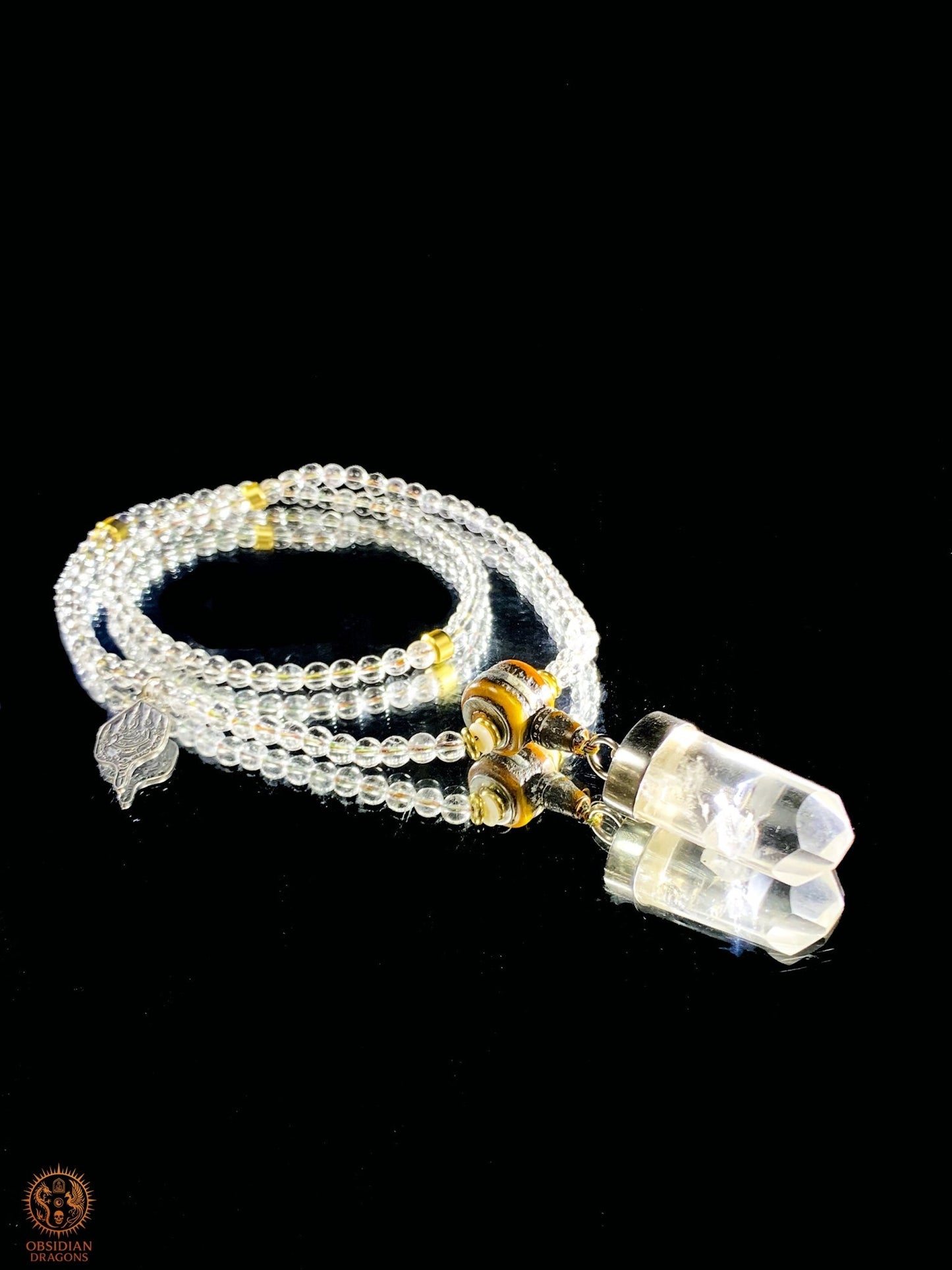 Mala en Cristal de Roche – Pointe de Cristal – Sak Yant Phutson | obsidian dragons
