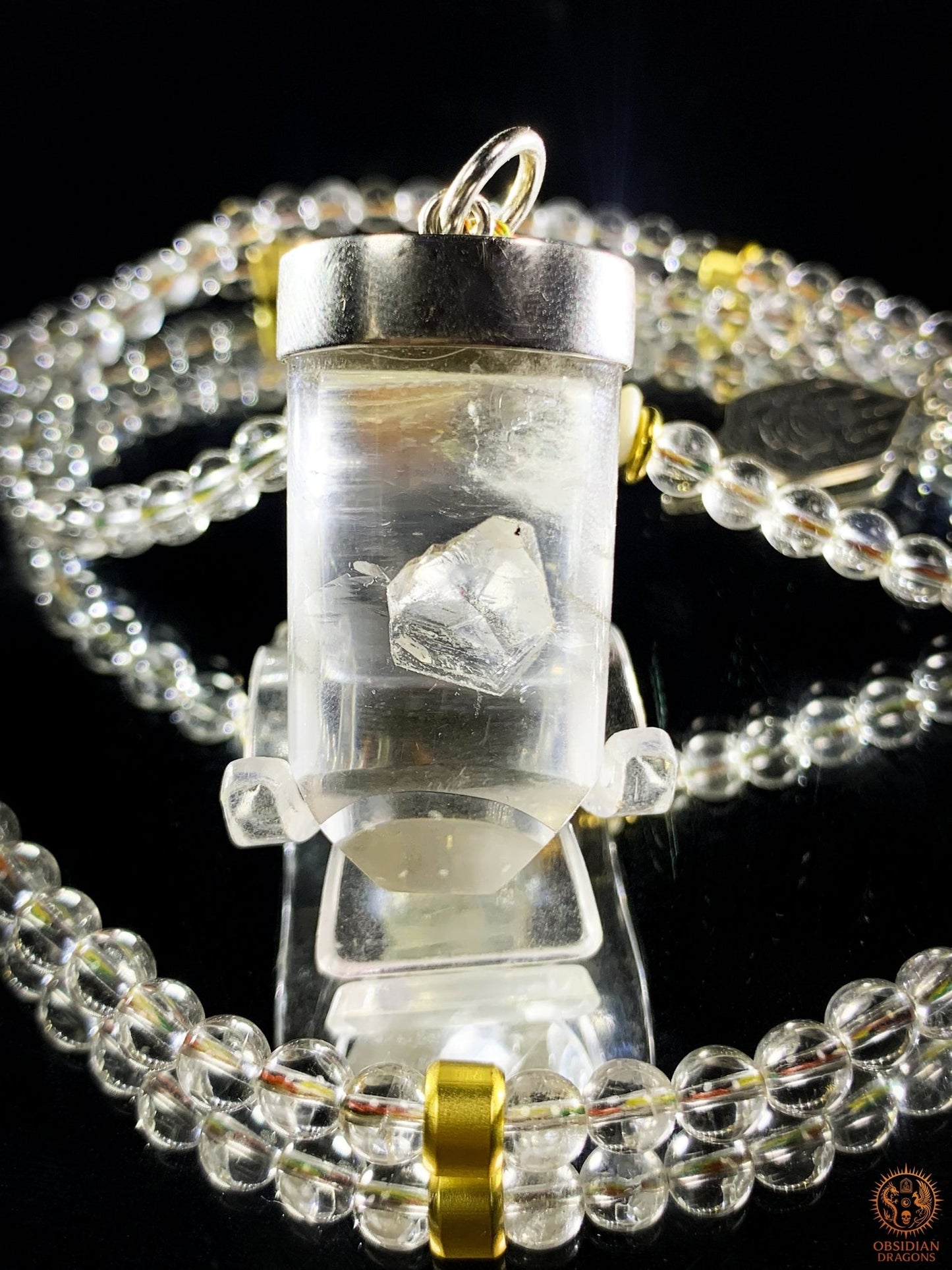 Mala en Cristal de Roche – Pointe de Cristal – Sak Yant Phutson | obsidian dragons
