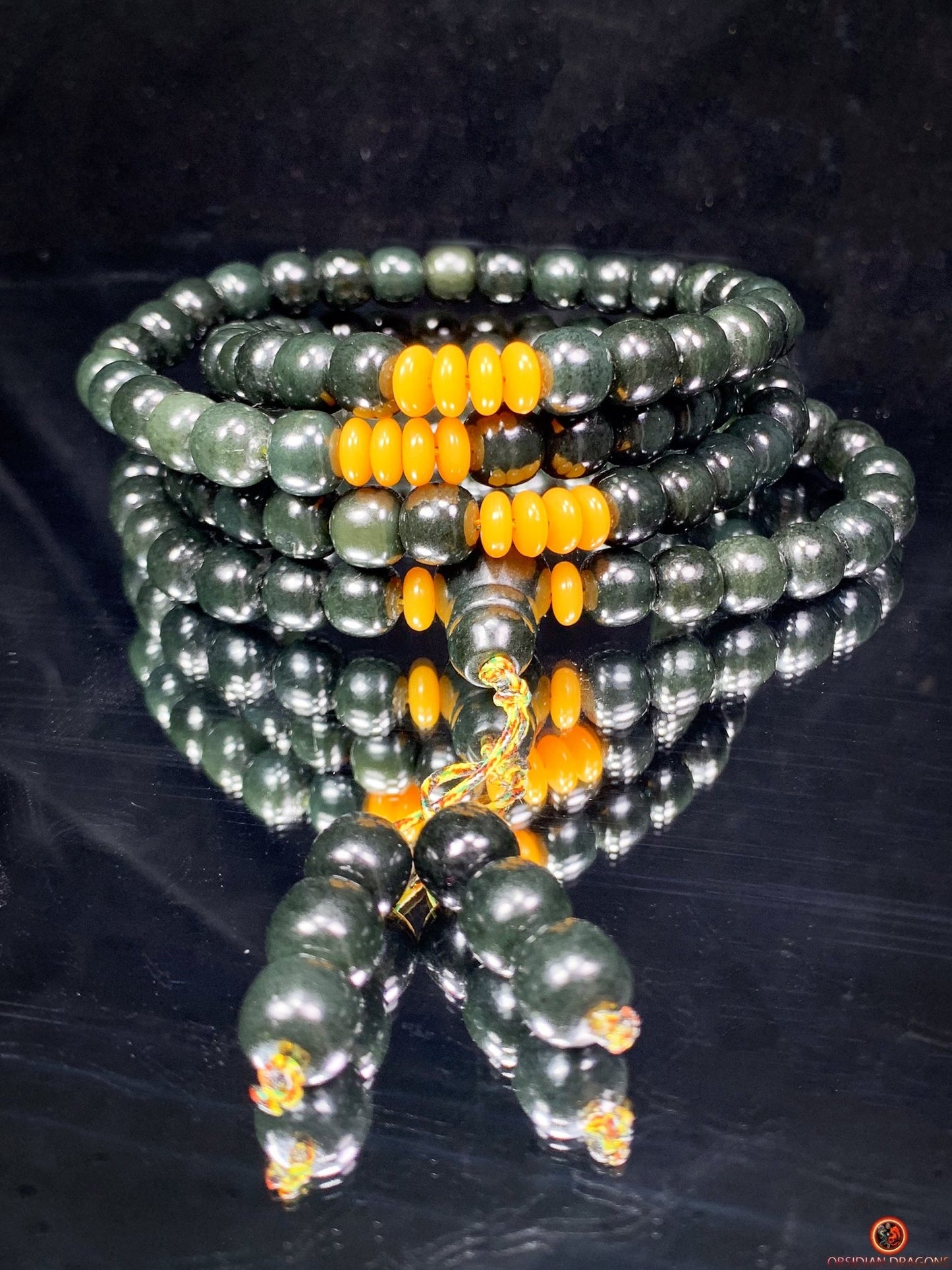 Mala en Jade Hetian – 108 Perles - Chapelet Bouddhiste Zen | obsidian dragons