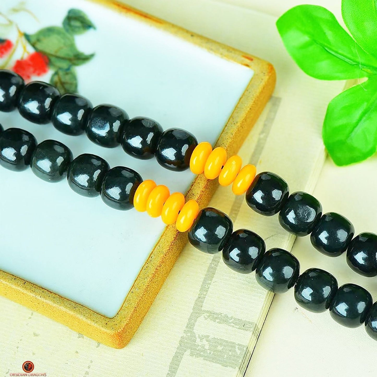 Mala en Jade Hetian – 108 Perles - Chapelet Bouddhiste Zen | obsidian dragons