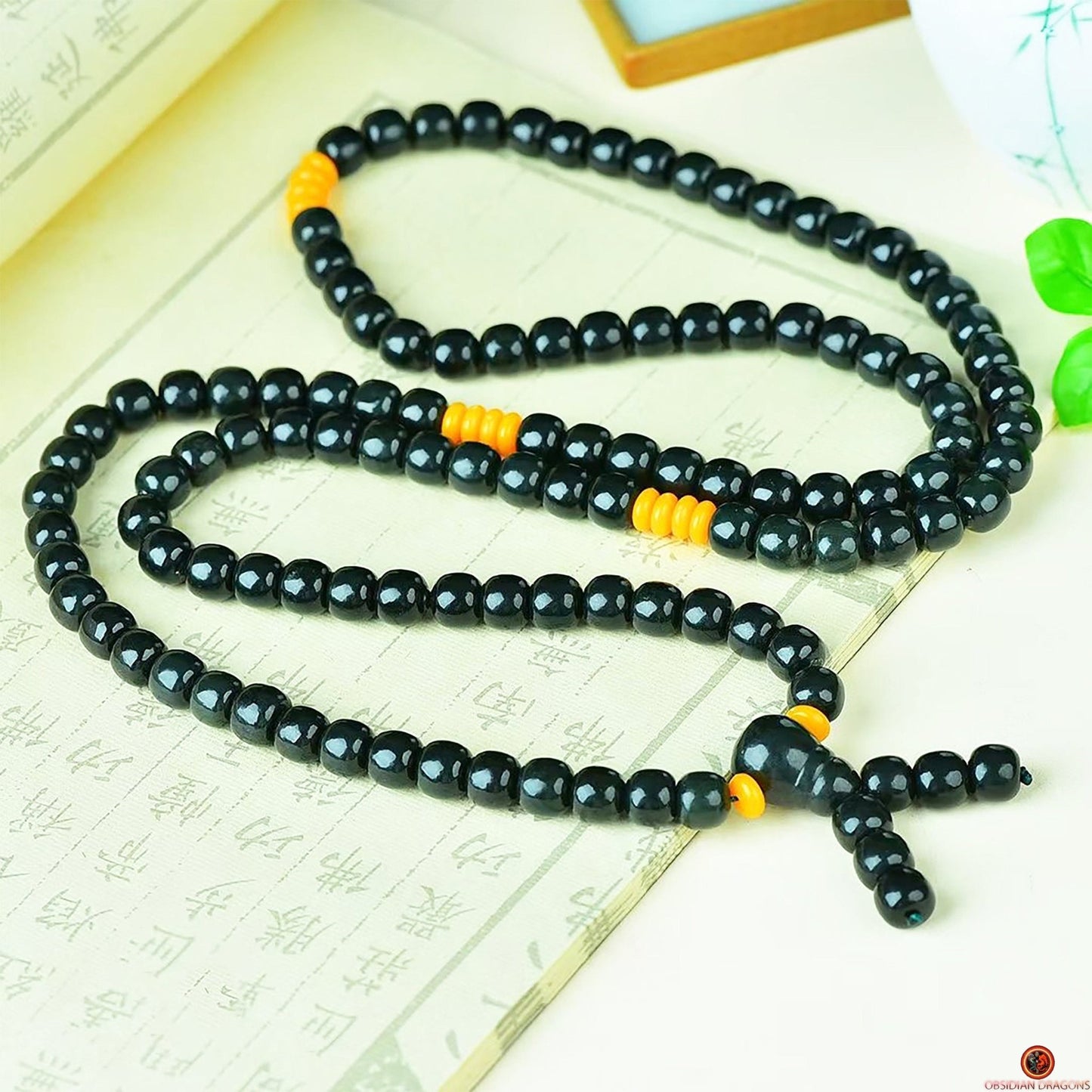 Mala en Jade Hetian – 108 Perles - Chapelet Bouddhiste Zen | obsidian dragons