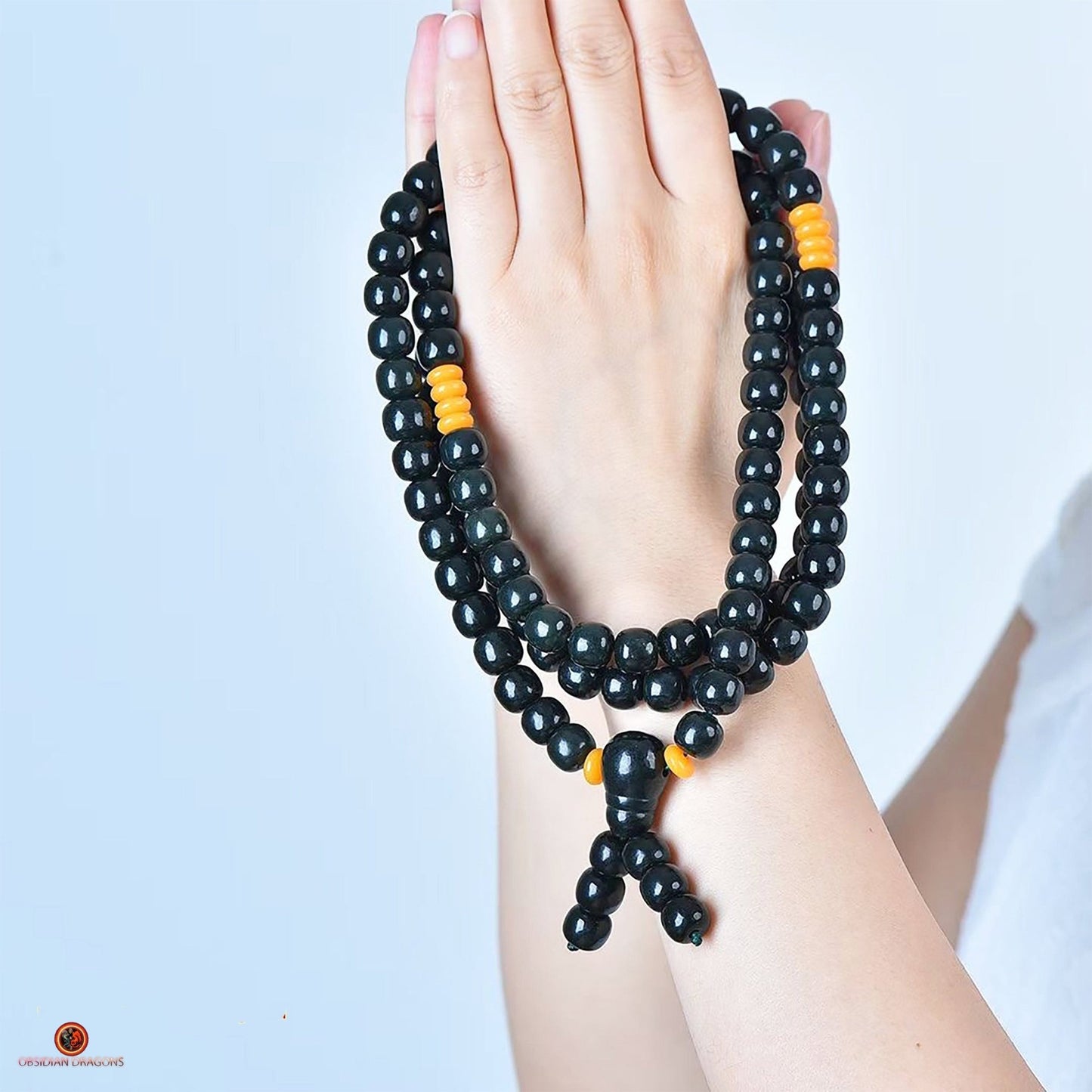 Mala en Jade Hetian – 108 Perles - Chapelet Bouddhiste Zen | obsidian dragons