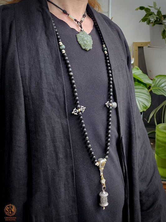Mala en Obsidienne Œil Céleste – 108 perles - Reliquaire | obsidian dragons