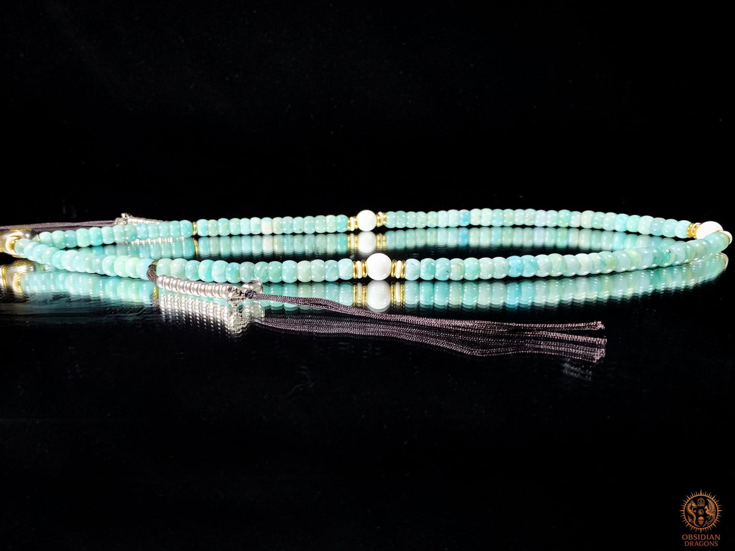 Mala en amazonite– Ghau de Guhyasamaja - Tangka Tibétain | obsidian dragons