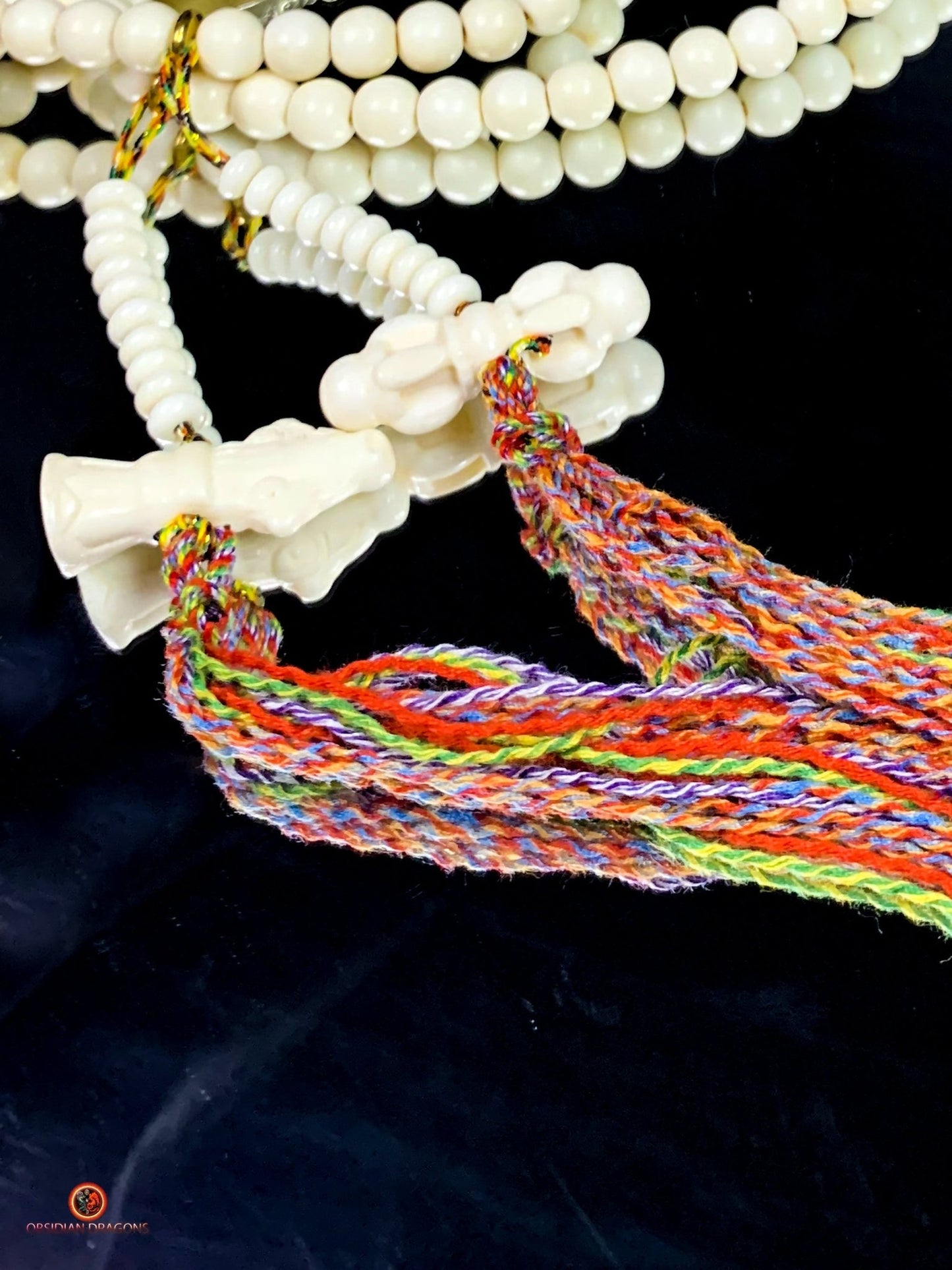 Mala en os - mala tantrique - pratique de Yamantaka - unique - obsidian dragons