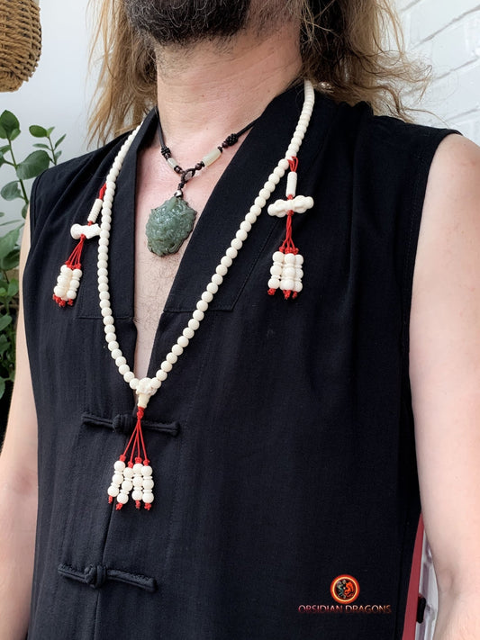 Mala tibétain en os - Connexion avec l'impermanence | obsidian dragons