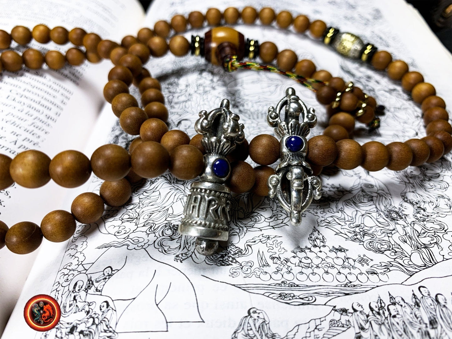 Mala en Santal et Argent - Méditation Bouddhiste | obsidian dragons