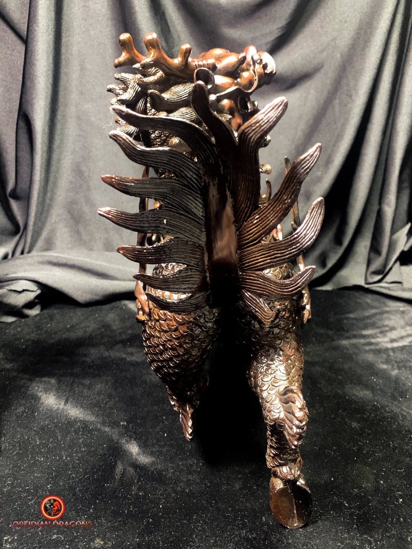 Paire de Qilin en bronze - Statue Feng Shui rare et unique | obsidian dragons