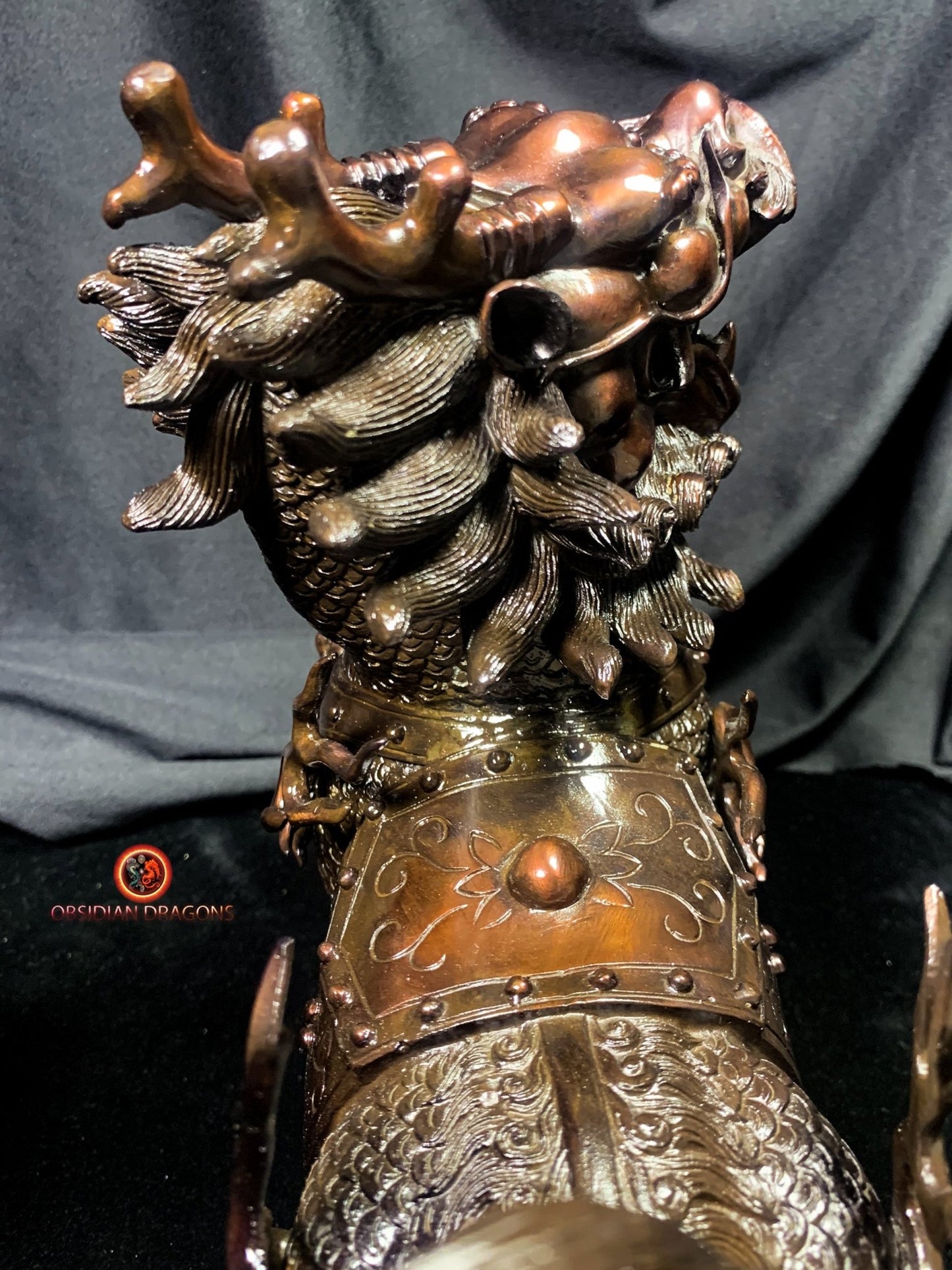 Paire de Qilin en bronze - Statue Feng Shui rare et unique | obsidian dragons