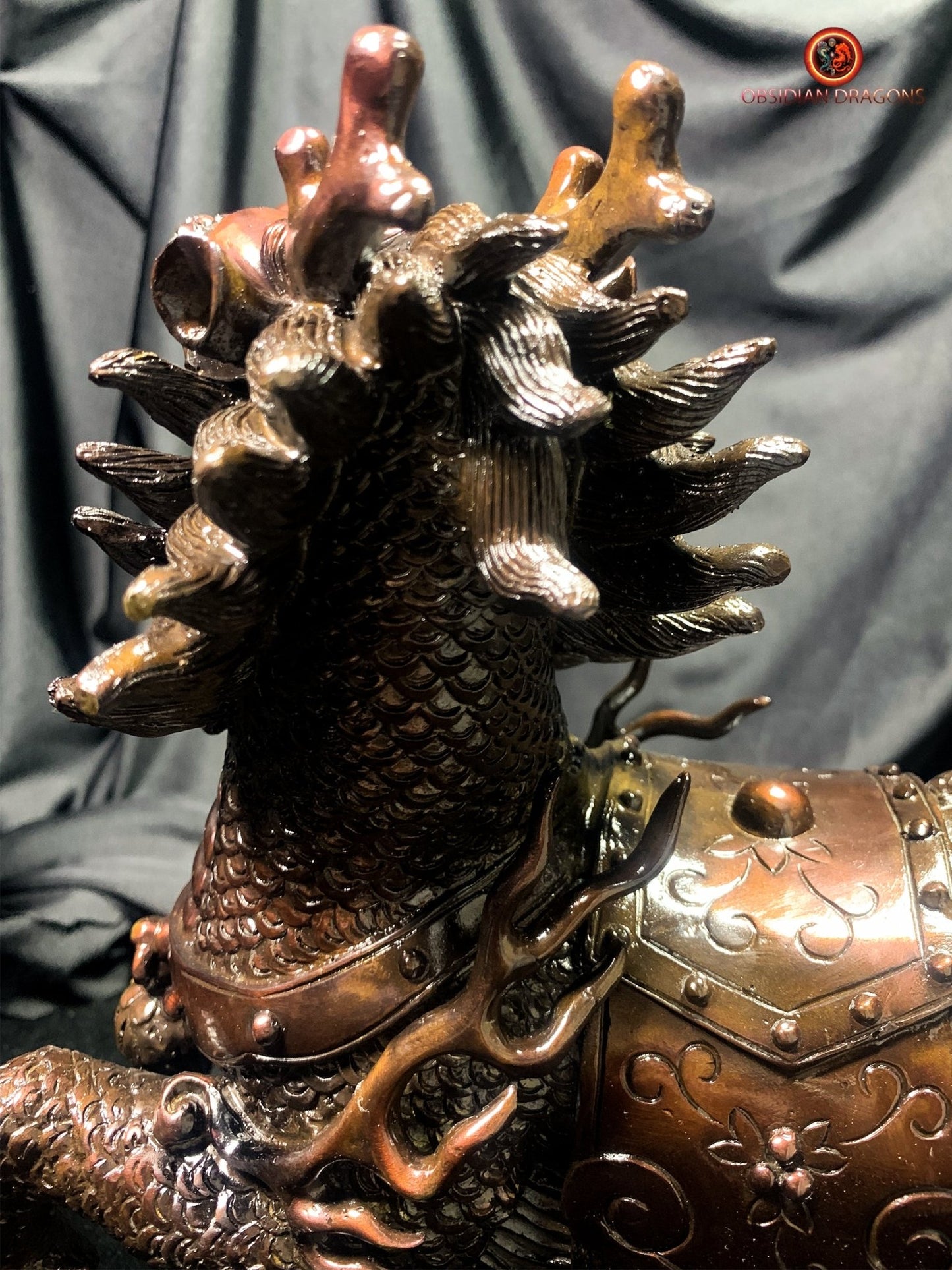 Paire de Qilin en bronze - Statue Feng Shui rare et unique | obsidian dragons