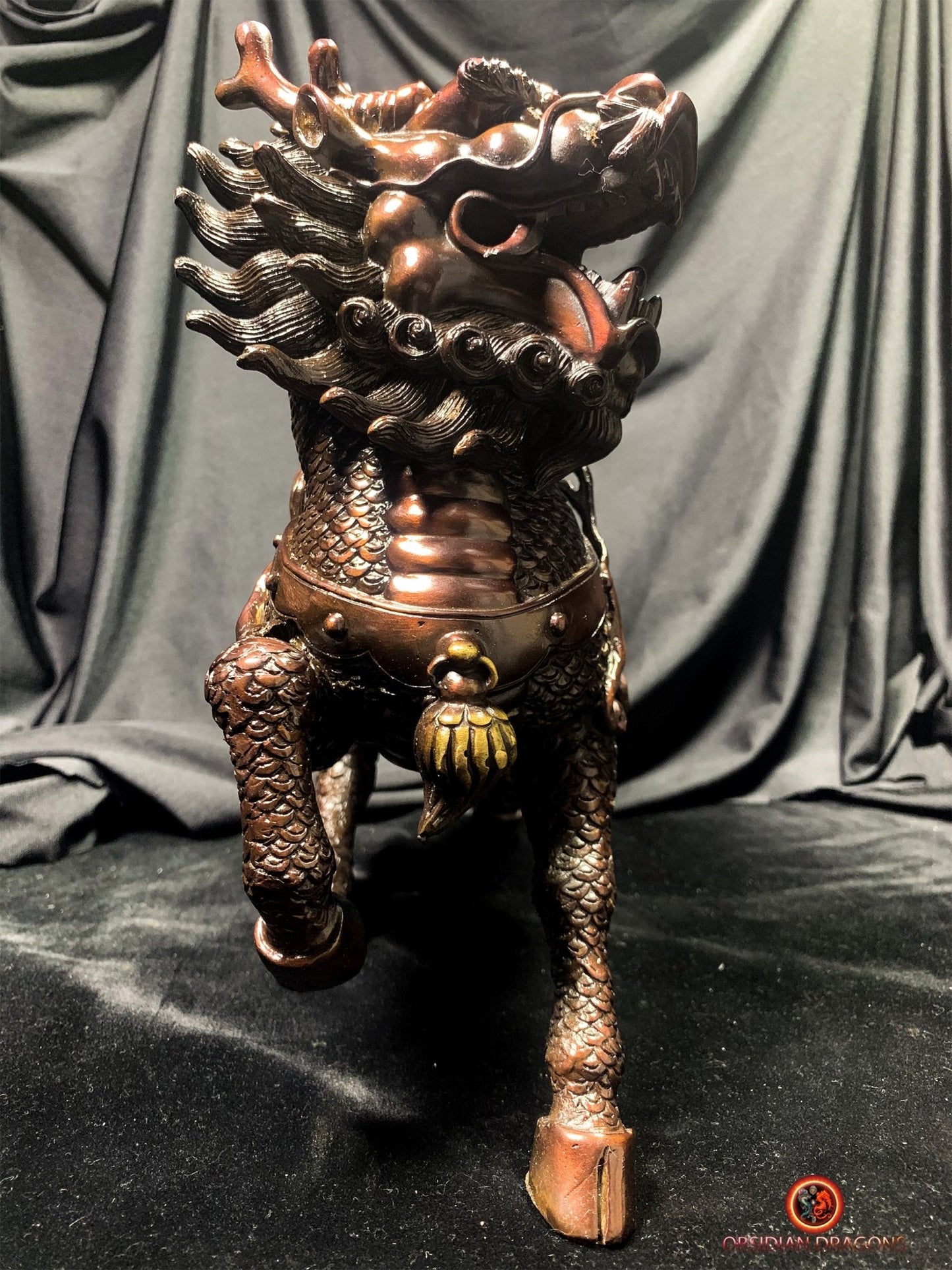 Paire de Qilin en bronze - Statue Feng Shui rare et unique | obsidian dragons