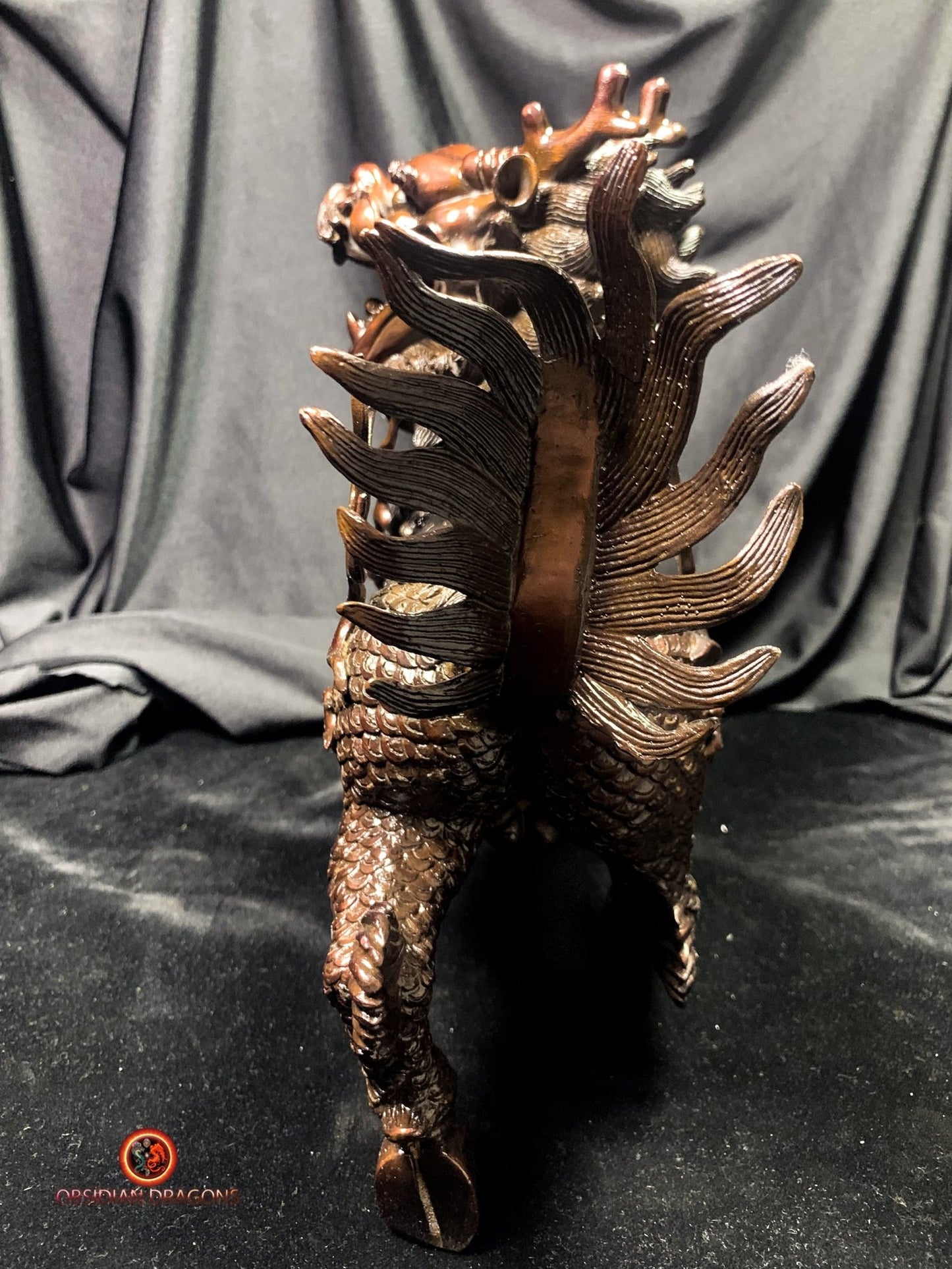 Paire de Qilin en bronze - Statue Feng Shui rare et unique | obsidian dragons