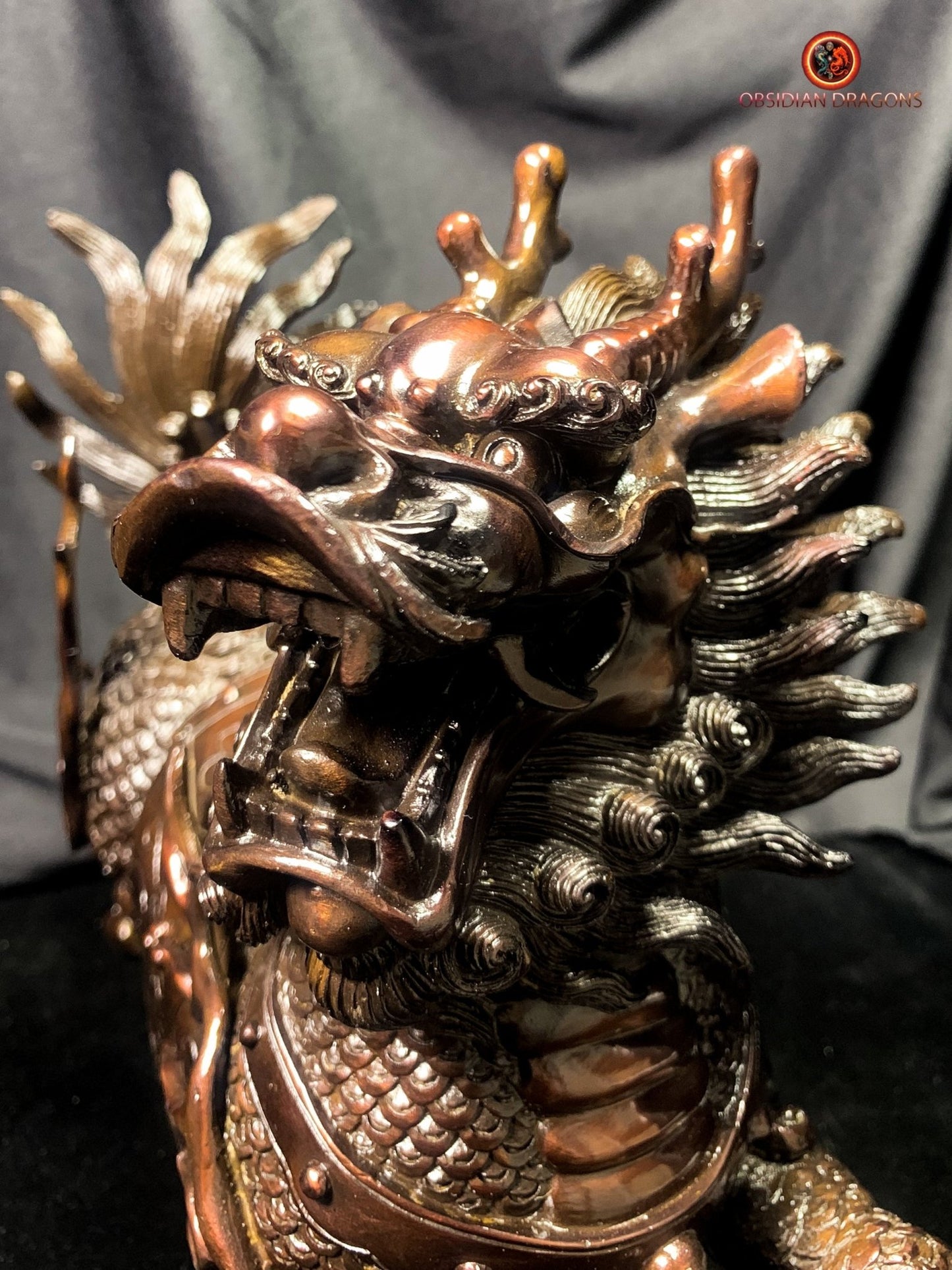 Paire de Qilin en bronze - Statue Feng Shui rare et unique | obsidian dragons