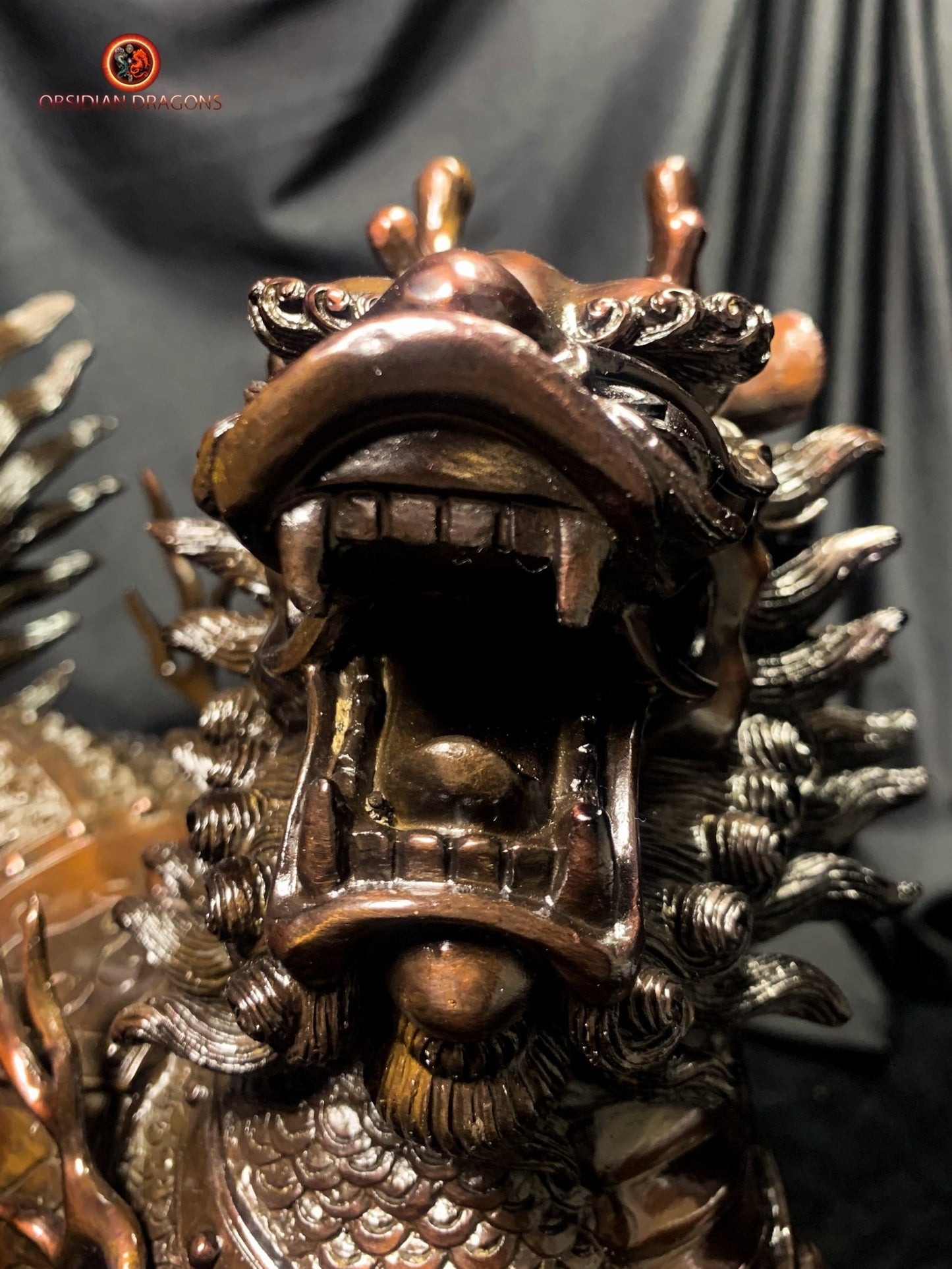 Paire de Qilin en bronze - Statue Feng Shui rare et unique | obsidian dragons