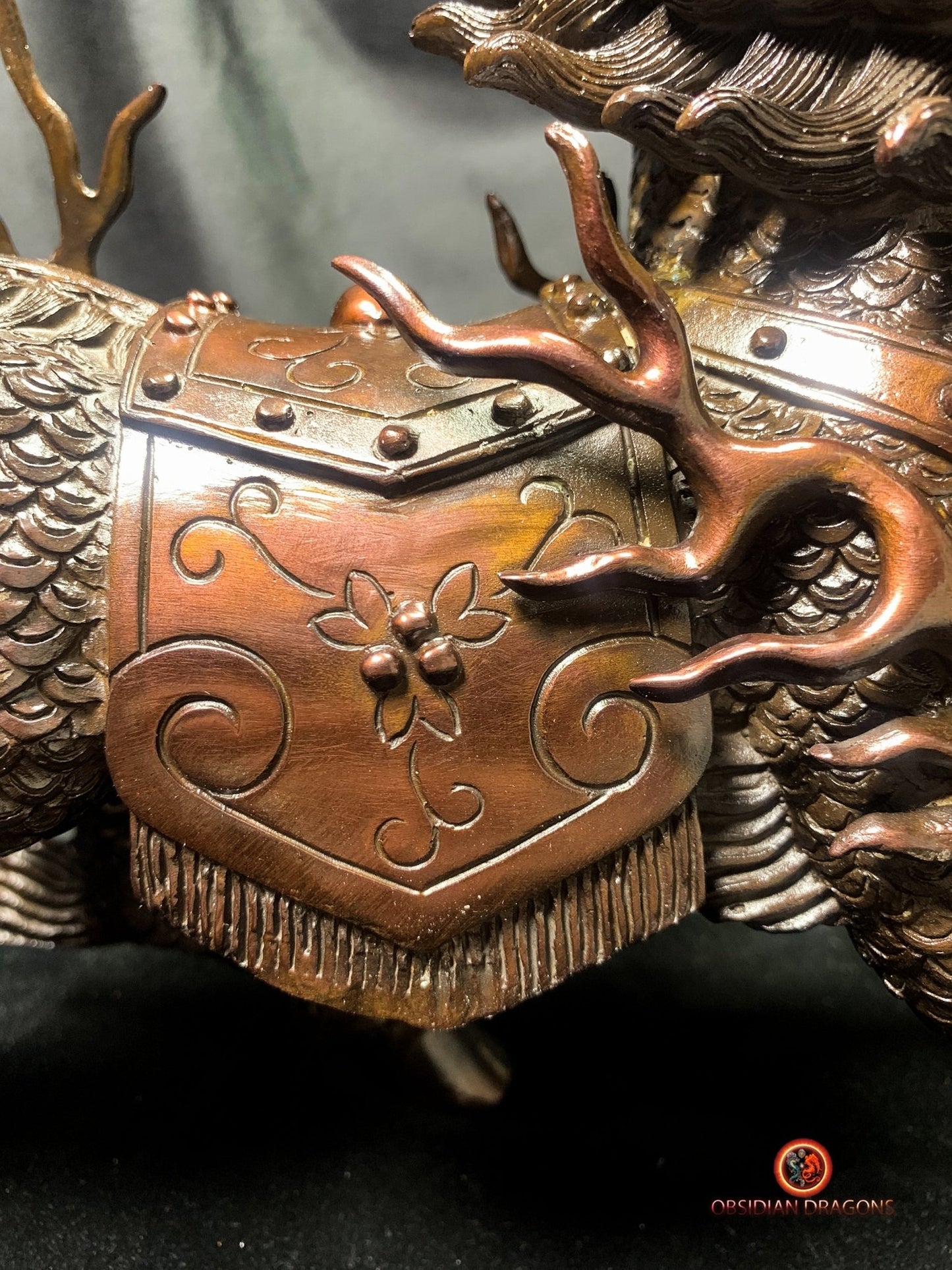 Paire de Qilin en bronze - Statue Feng Shui rare et unique | obsidian dragons