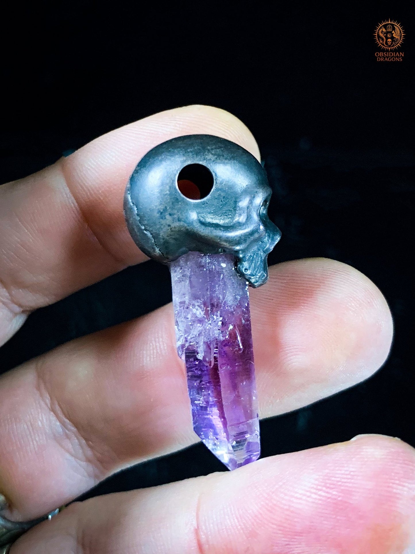 Pendentif Crâne en Argent – Améthyste de Vera Cruz | obsidian dragons