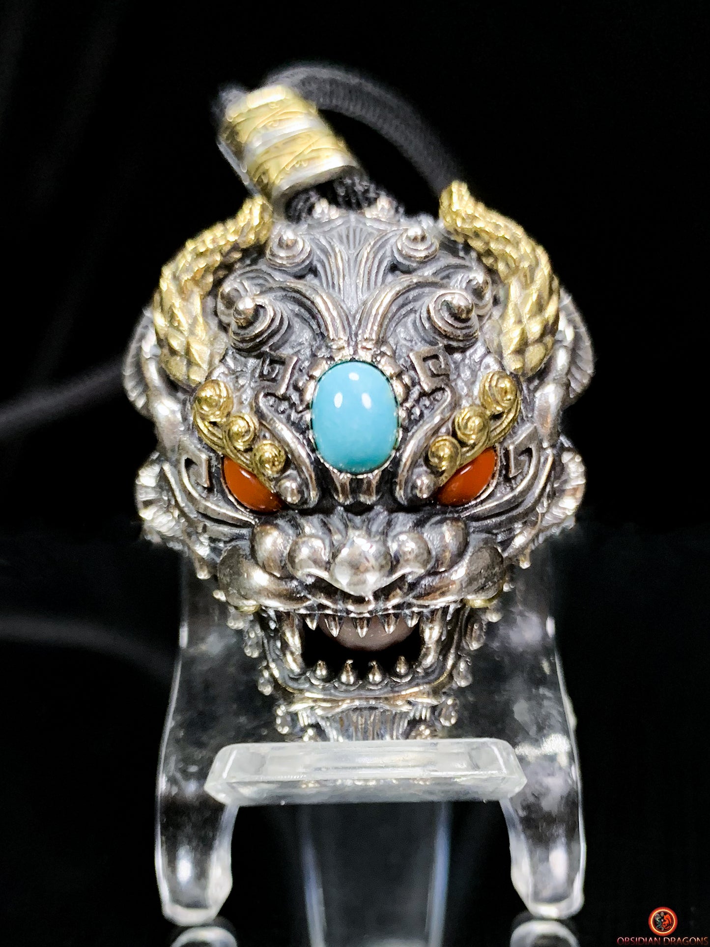 Pendentif Dragon Feng Shui - Grelot chasse fantôme taoïste | obsidian dragons