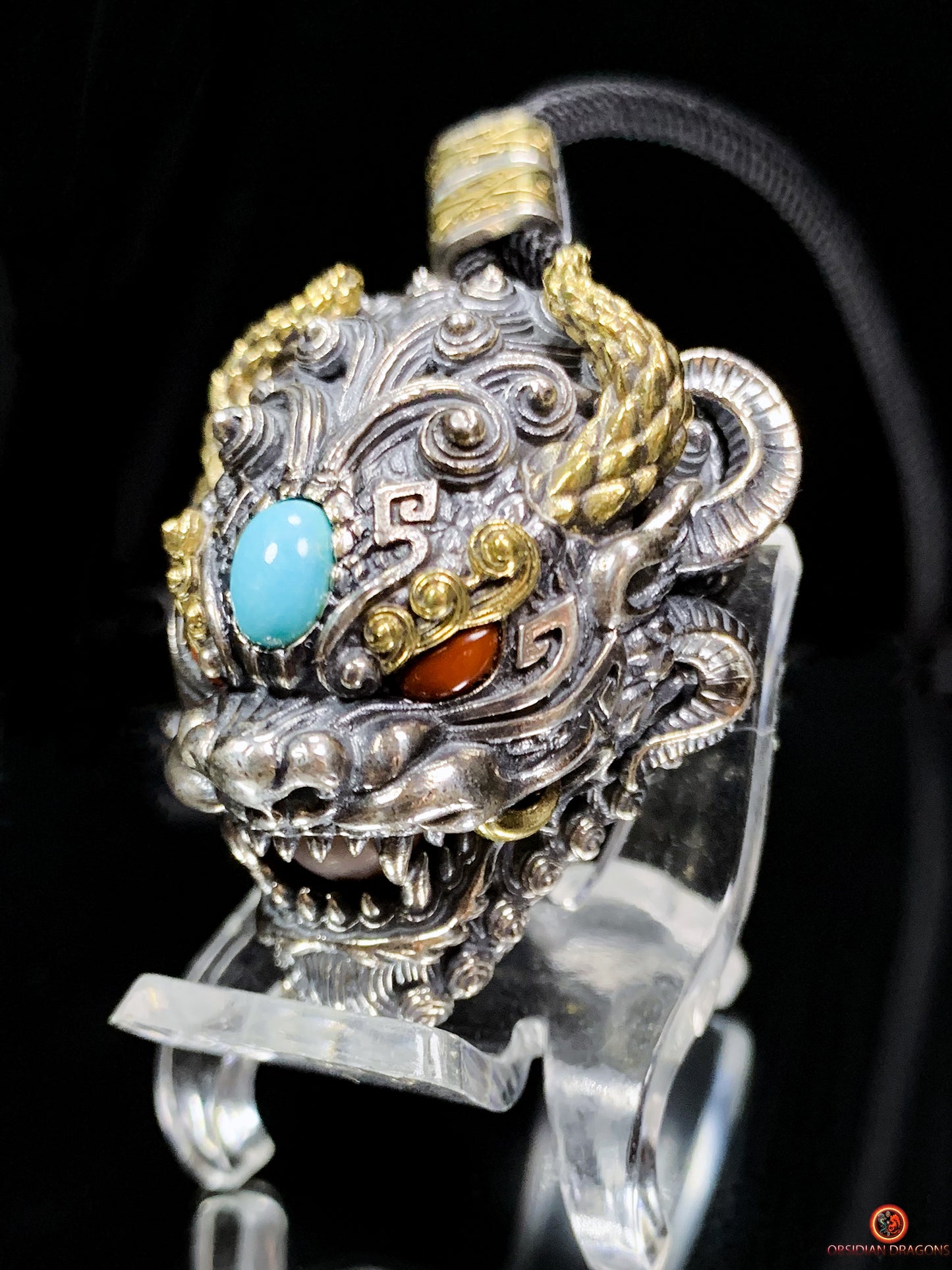 Pendentif Dragon Feng Shui - Grelot chasse fantôme taoïste | obsidian dragons