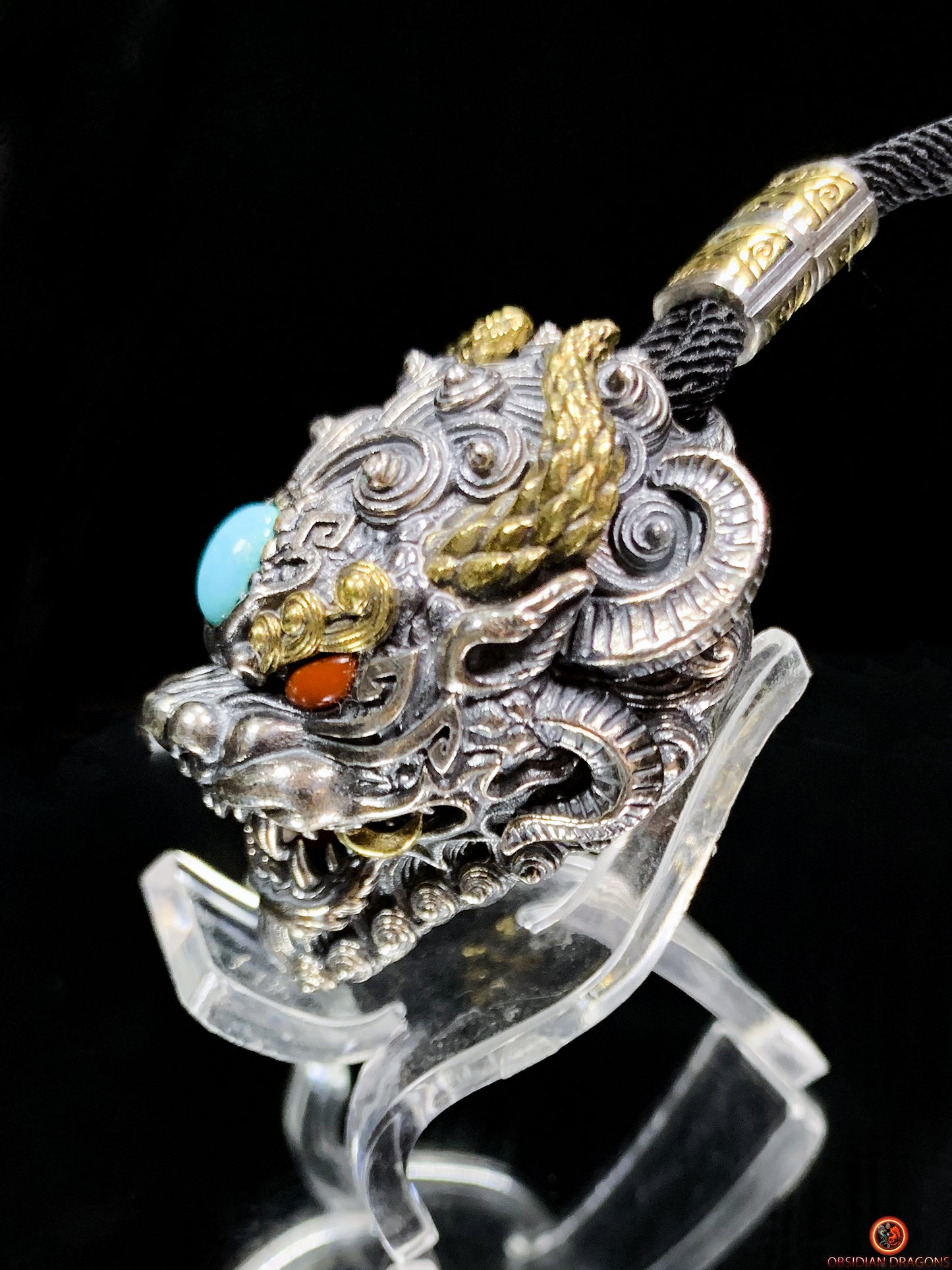 Pendentif Dragon Feng Shui - Grelot chasse fantôme taoïste | obsidian dragons