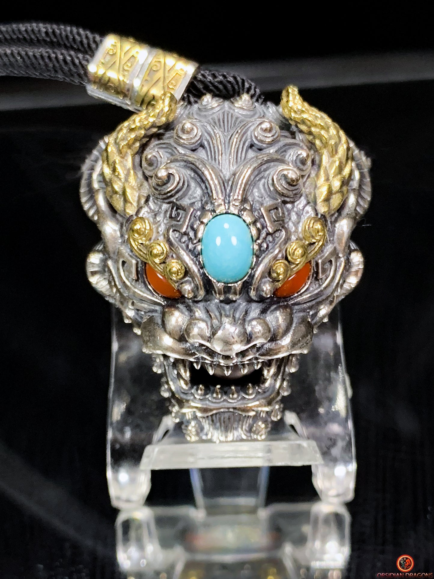 Pendentif Dragon Feng Shui - Grelot chasse fantôme taoïste | obsidian dragons