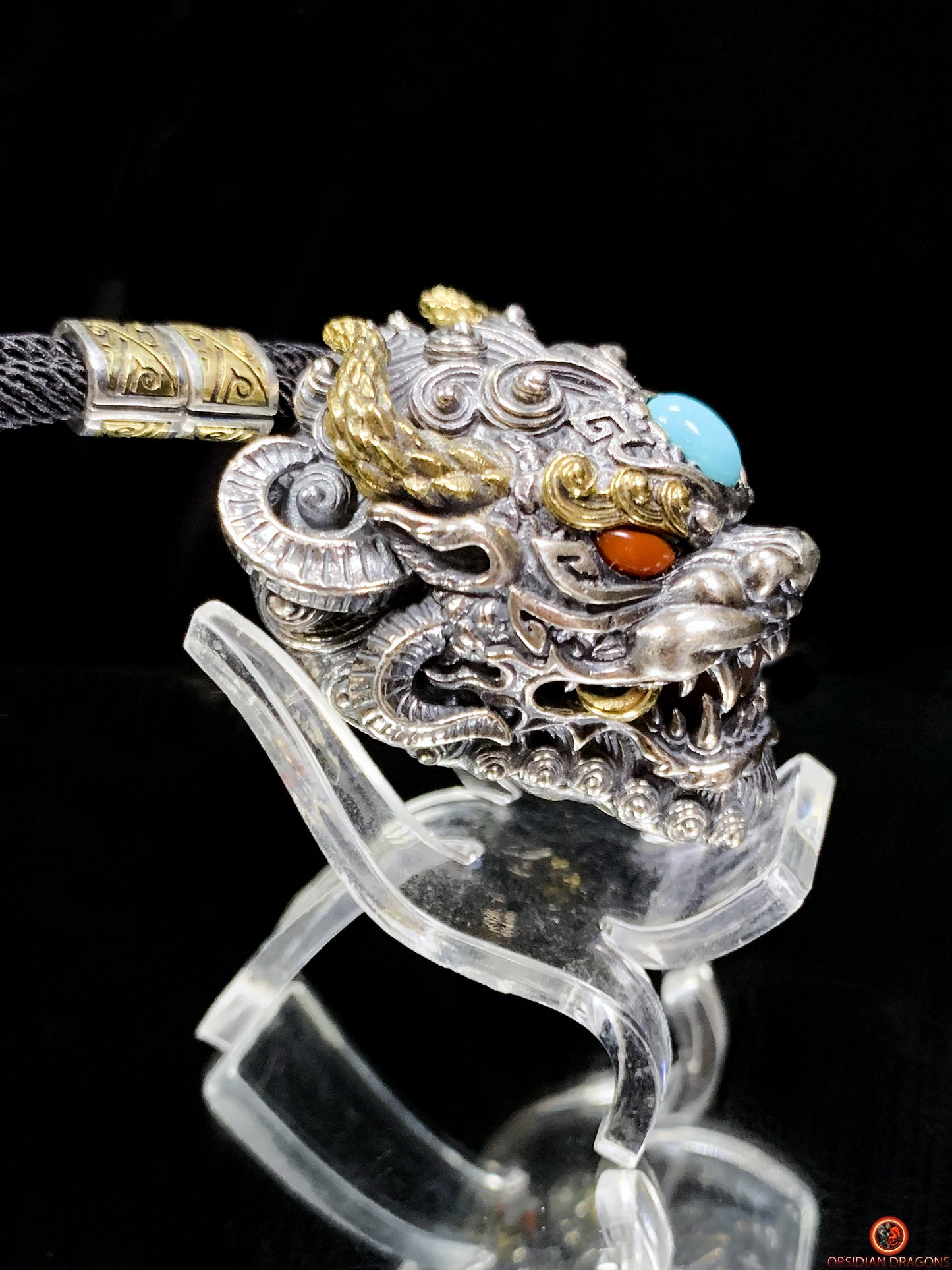Pendentif Dragon Feng Shui - Grelot chasse fantôme taoïste | obsidian dragons