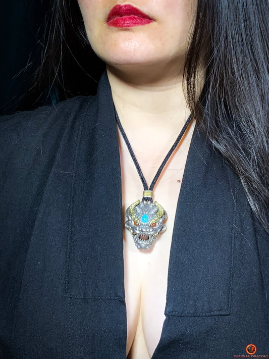 Pendentif Dragon - Turquoise – Clochette Protectrice Taoïste | obsidian dragons