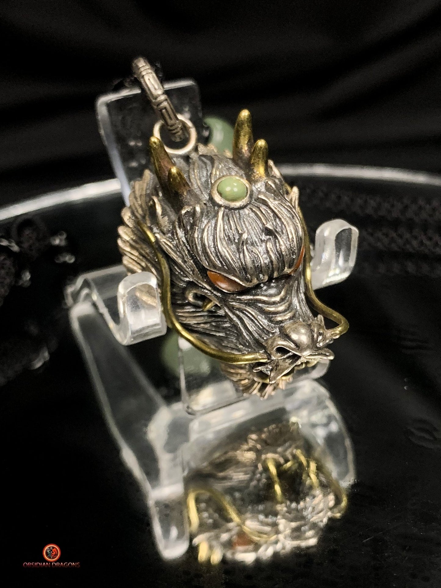 Pendentif Dragon en Argent 925 - Amulette Feng Shui | obsidian dragons