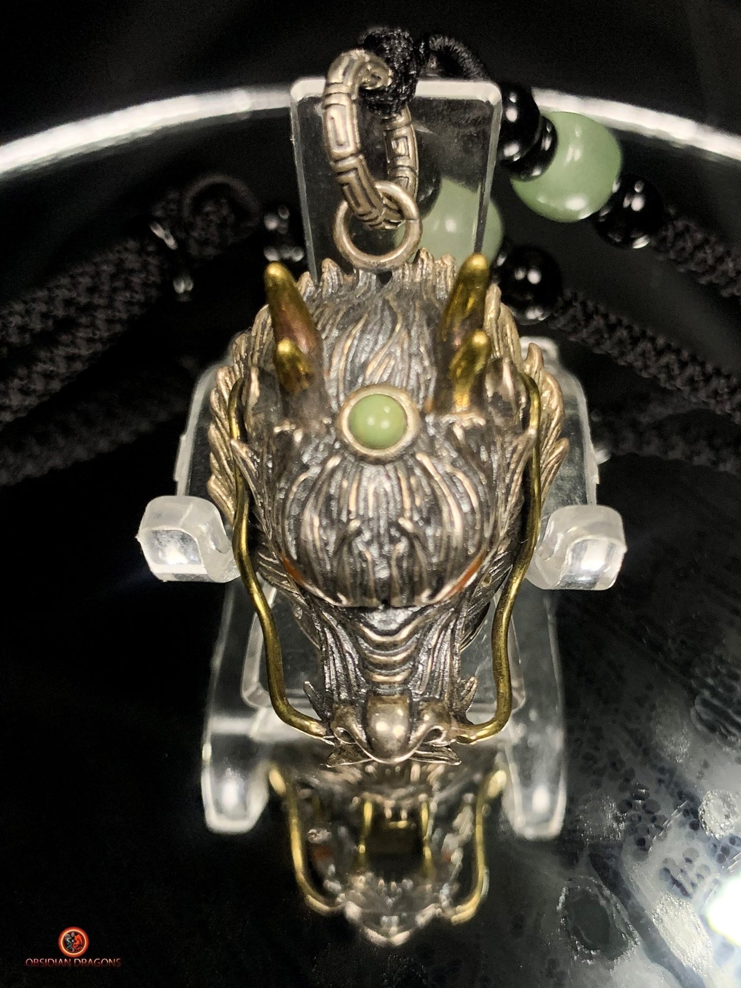 Pendentif Dragon en Argent 925 - Amulette Feng Shui | obsidian dragons