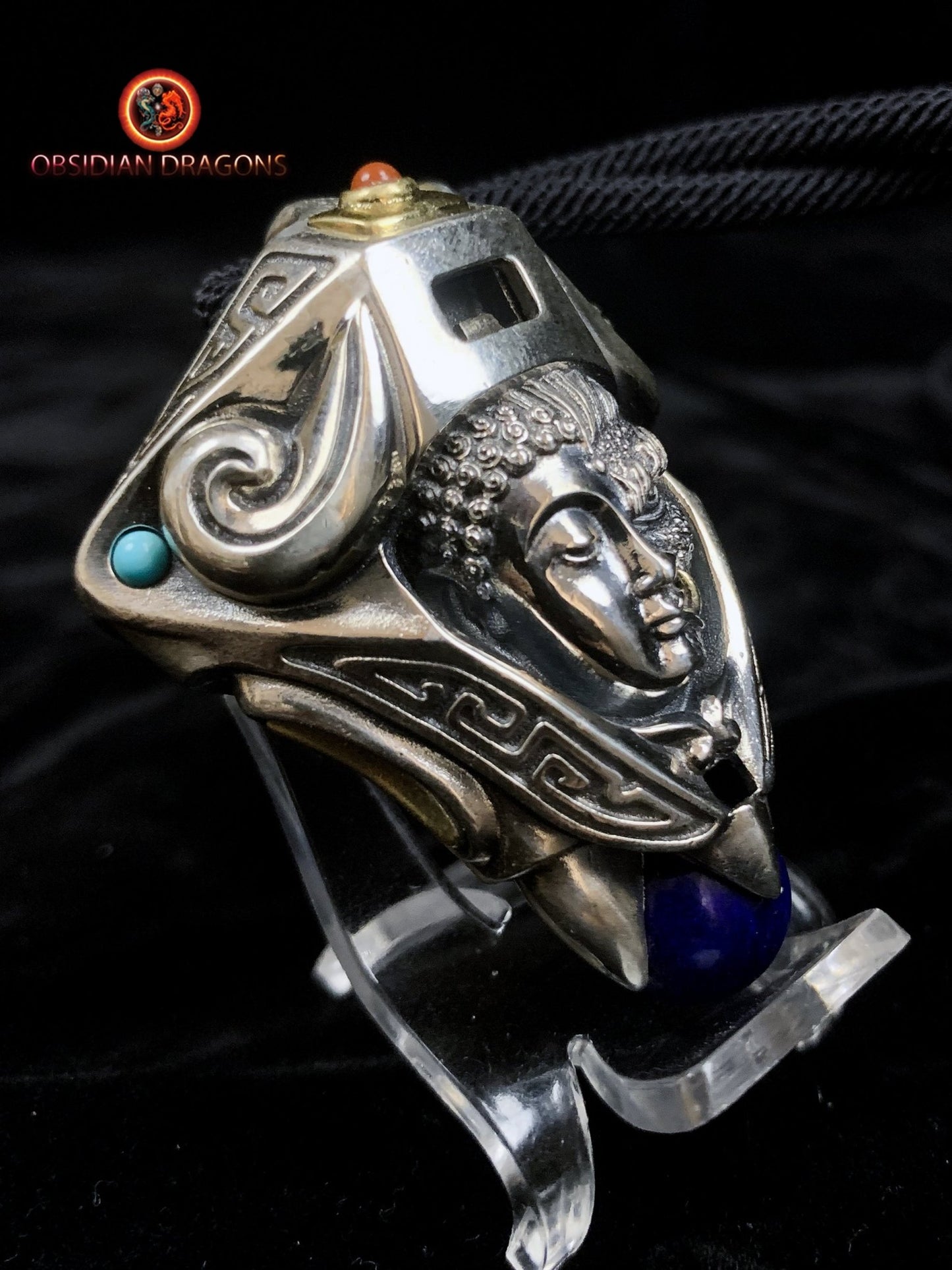 Pendentif Dragon en Argent - Amulette Bouddhiste et Feng Shui | obsidian dragons