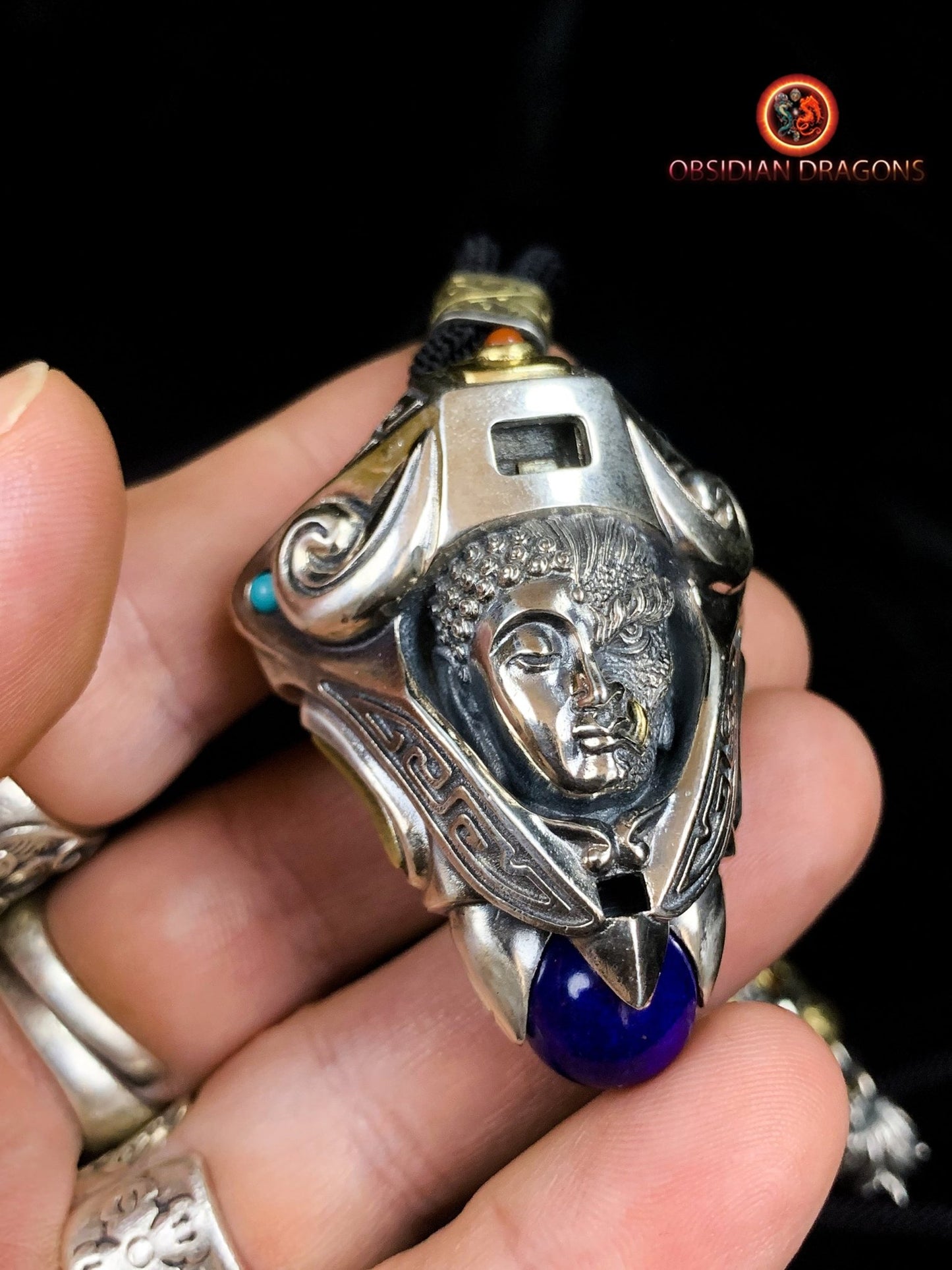 Pendentif Dragon en Argent - Amulette Bouddhiste et Feng Shui | obsidian dragons