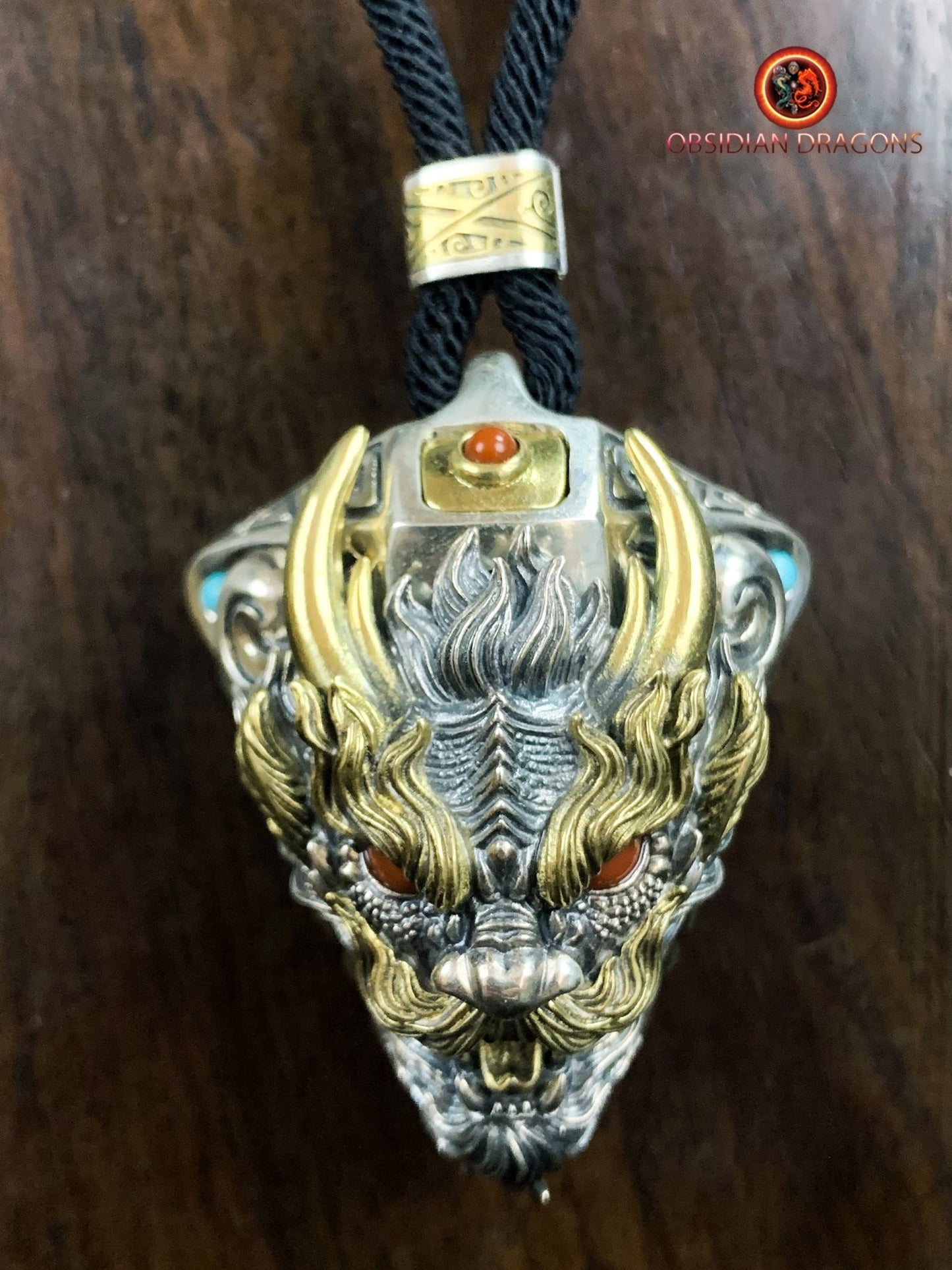 Pendentif Dragon en Argent - Amulette Bouddhiste et Feng Shui | obsidian dragons