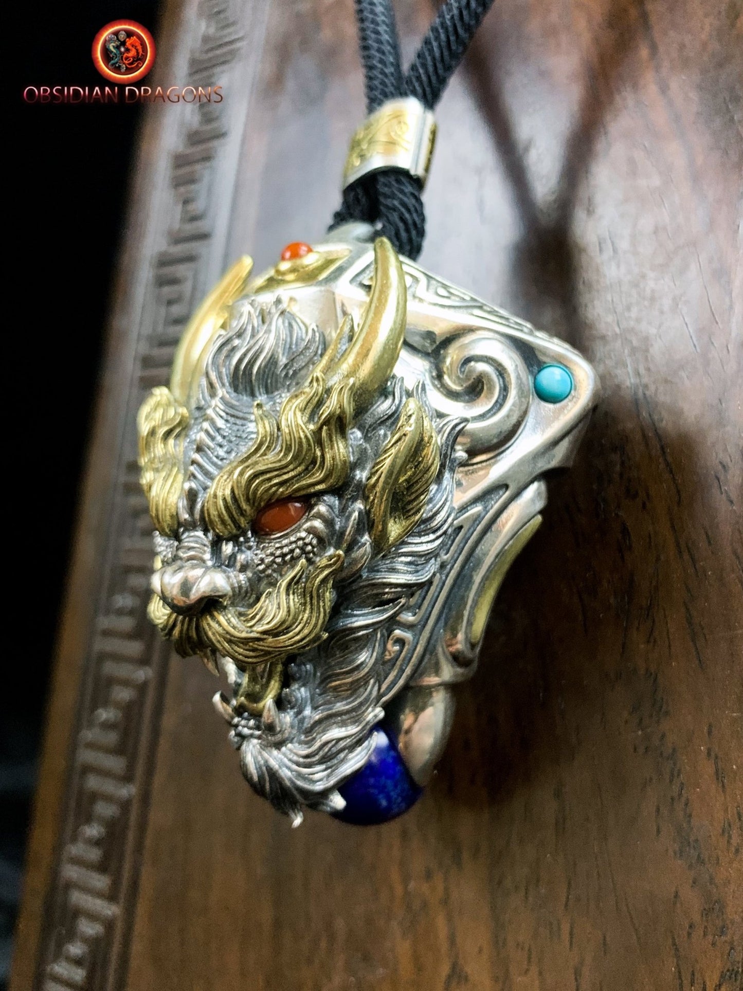 Pendentif Dragon en Argent - Amulette Bouddhiste et Feng Shui | obsidian dragons